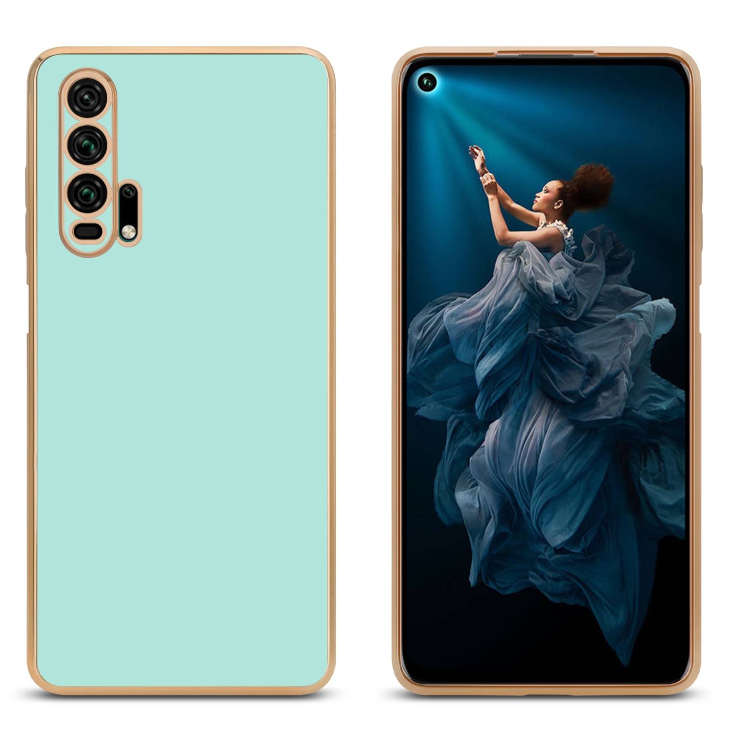 Cadorabo Schutzhülle für Honor 20 PRO Hülle in Grün Handyhülle TPU Silikon Kameraschutz Etui Case