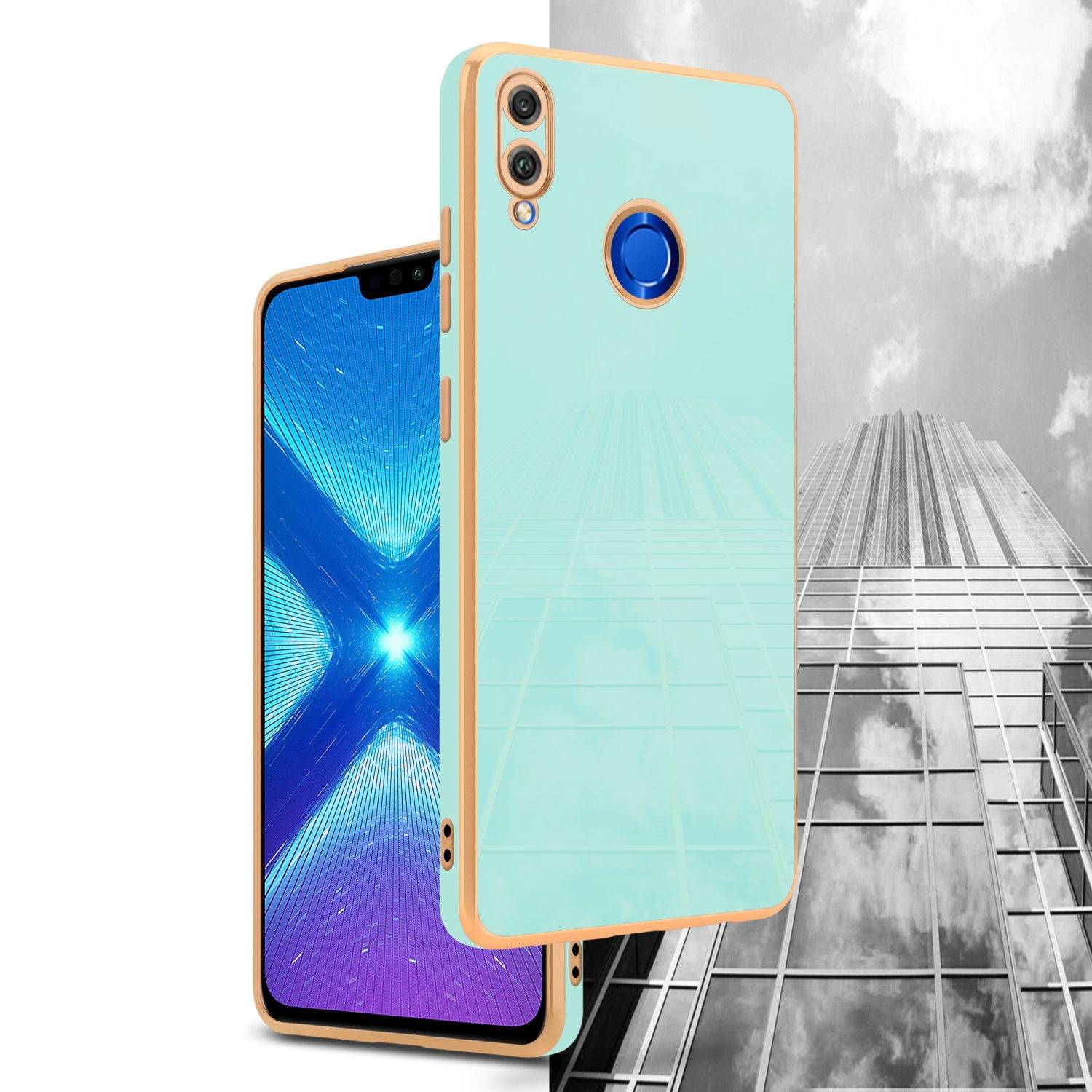 Cadorabo Schutzhülle für Honor 8X Hülle in Grün Handyhülle TPU Silikon Kameraschutz Etui Case