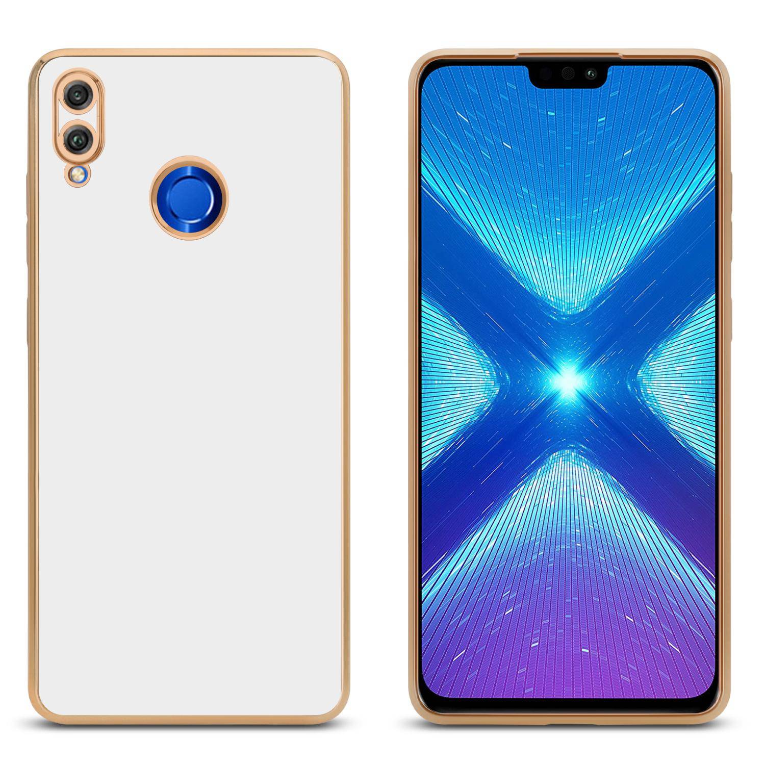 Cadorabo Schutzhülle für Honor 8X Hülle in Weiß Handyhülle TPU Silikon Kameraschutz Etui Case