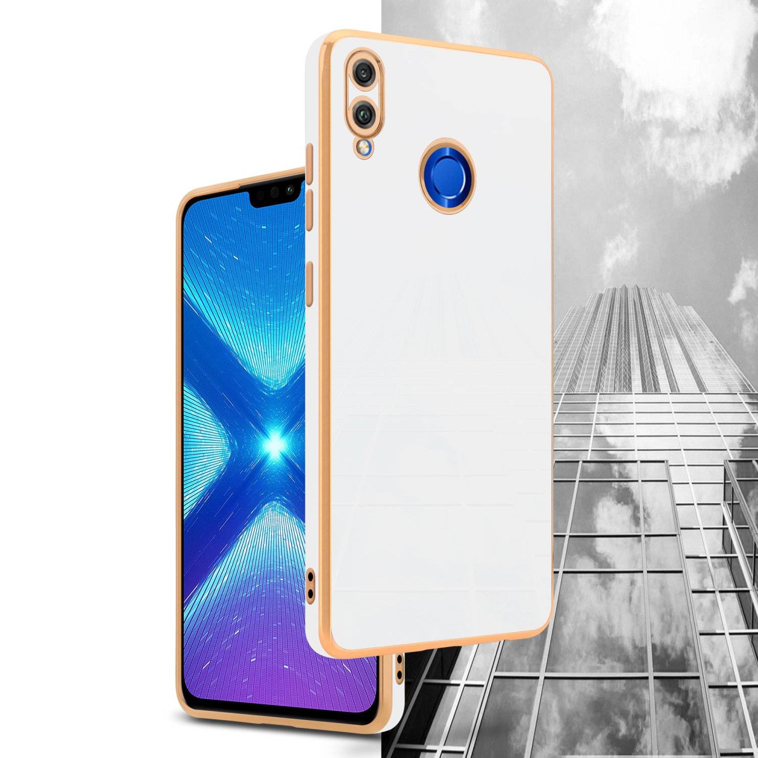 Cadorabo Schutzhülle für Honor 8X Hülle in Weiß Handyhülle TPU Silikon Kameraschutz Etui Case
