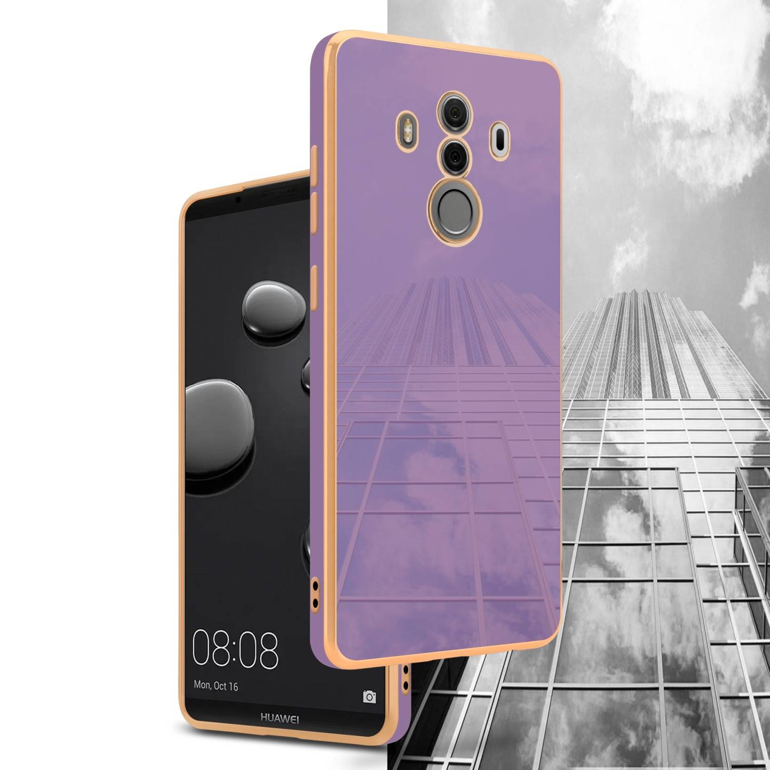 Cadorabo Schutzhülle für Huawei MATE 10 PRO Hülle in Lila Handyhülle TPU Silikon Kameraschutz Etui Case