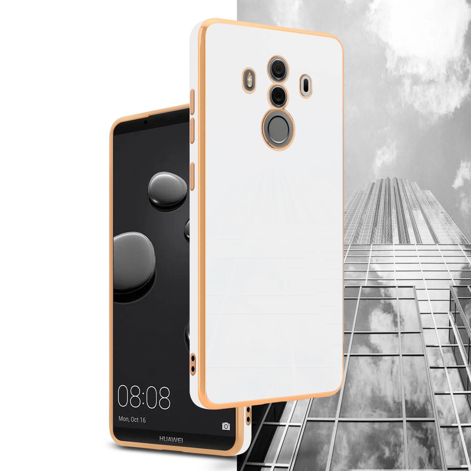 Cadorabo Schutzhülle für Huawei MATE 10 PRO Hülle in Weiß Handyhülle TPU Silikon Kameraschutz Etui Case