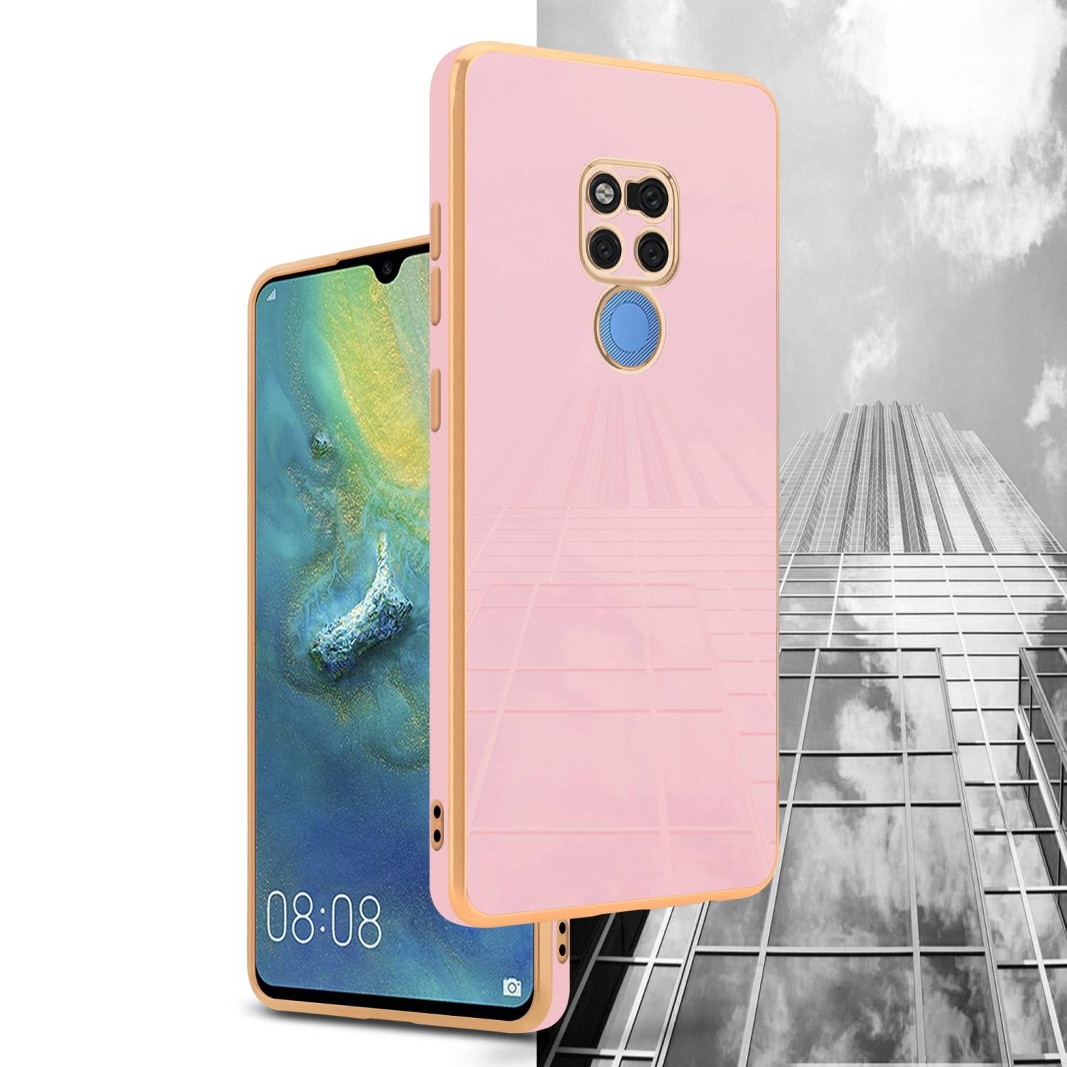 Cadorabo Schutzhülle für Huawei MATE 20 Hülle in Rosa Handyhülle TPU Silikon Kameraschutz Etui Case