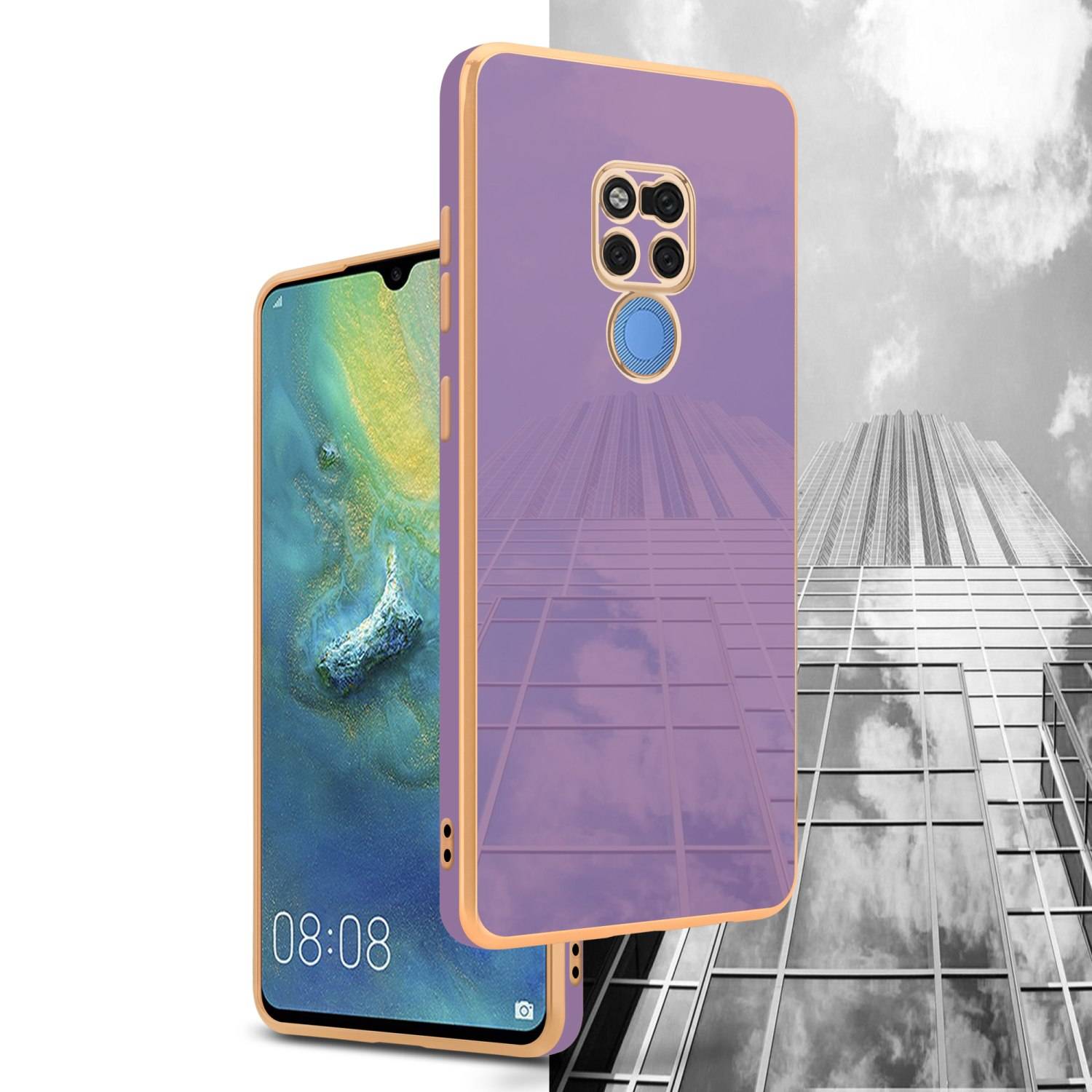Cadorabo Schutzhülle für Huawei MATE 20 Hülle in Lila Handyhülle TPU Silikon Kameraschutz Etui Case