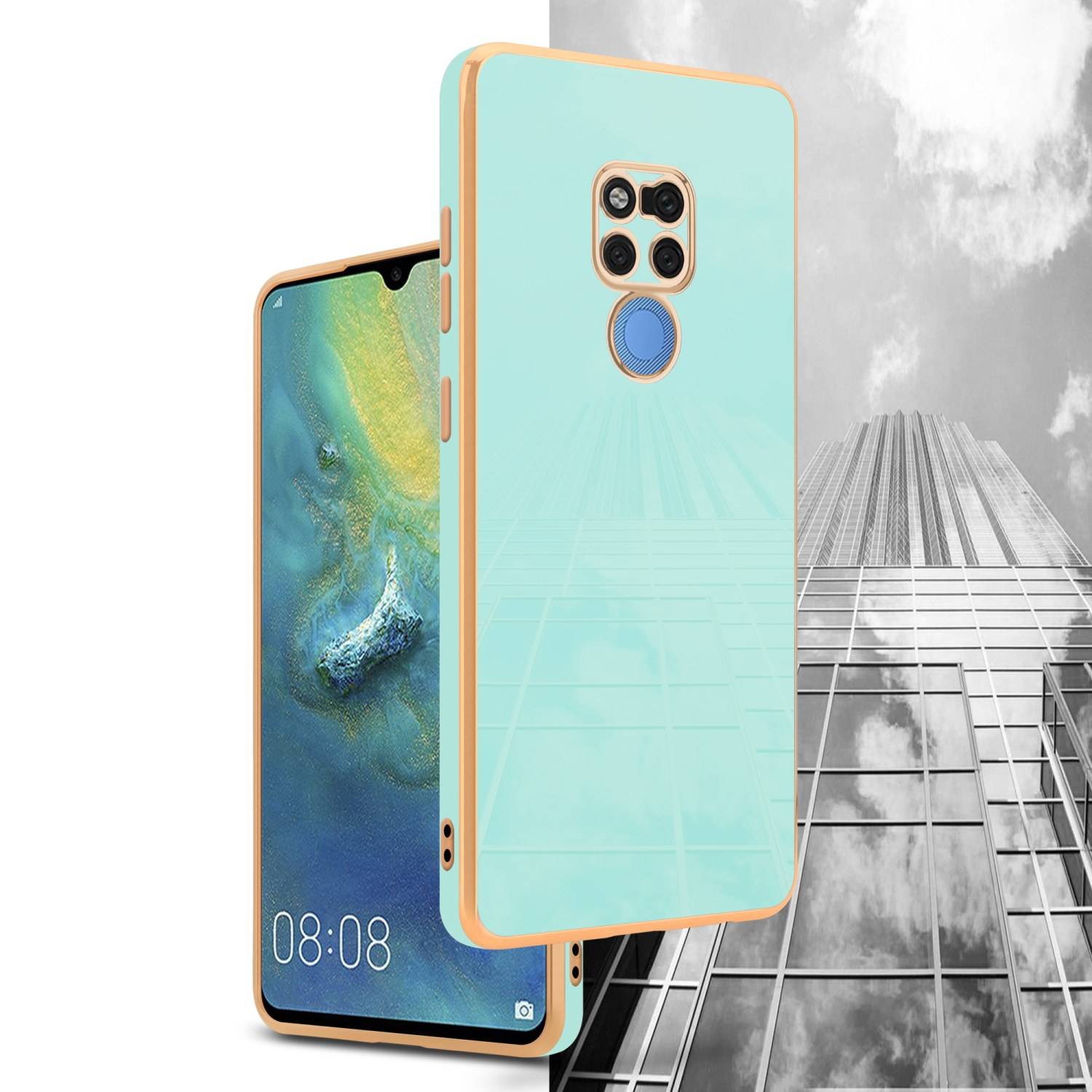 Cadorabo Schutzhülle für Huawei MATE 20 Hülle in Grün Handyhülle TPU Silikon Kameraschutz Etui Case