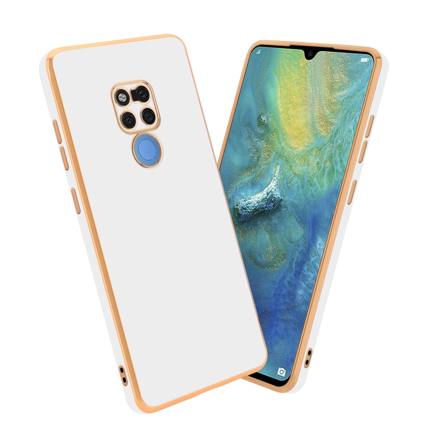 Cadorabo Schutzhülle für Huawei MATE 20 Hülle in Weiß Handyhülle TPU Silikon Kameraschutz Etui Case