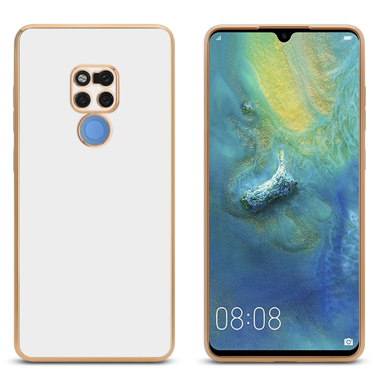 Cadorabo Schutzhülle für Huawei MATE 20 Hülle in Weiß Handyhülle TPU Silikon Kameraschutz Etui Case