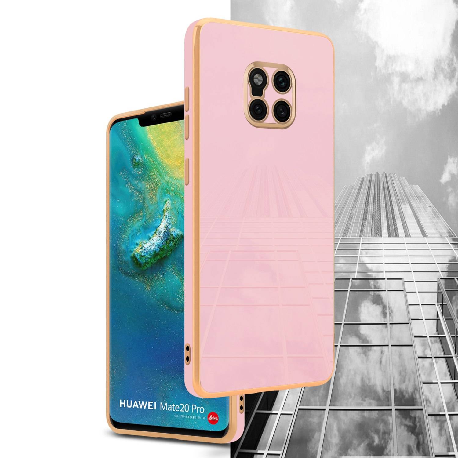 Cadorabo Schutzhülle für Huawei MATE 20 PRO Hülle in Rosa Handyhülle TPU Silikon Kameraschutz Etui Case