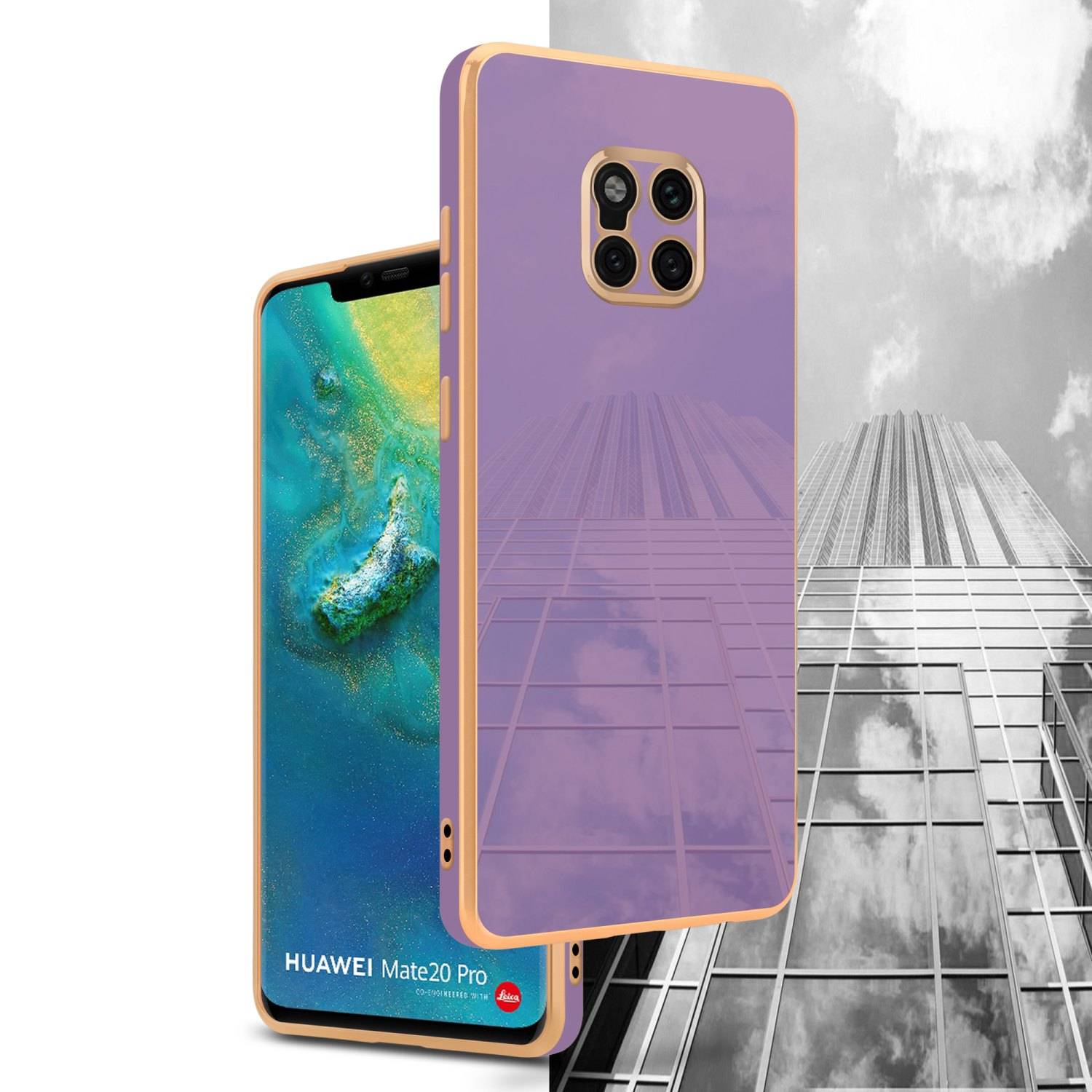 Cadorabo Schutzhülle für Huawei MATE 20 PRO Hülle in Lila Handyhülle TPU Silikon Kameraschutz Etui Case