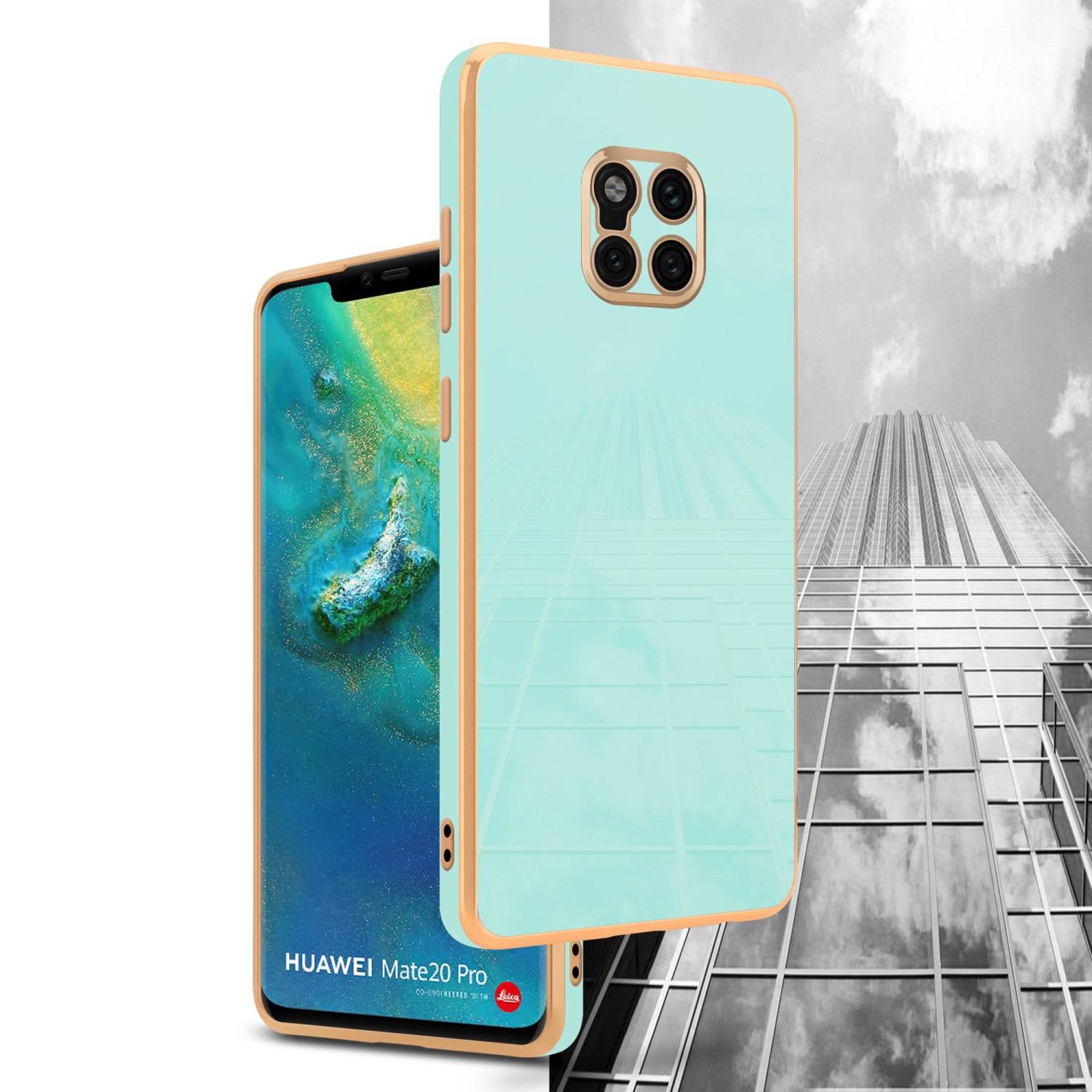 Cadorabo Schutzhülle für Huawei MATE 20 PRO Hülle in Grün Handyhülle TPU Silikon Kameraschutz Etui Case