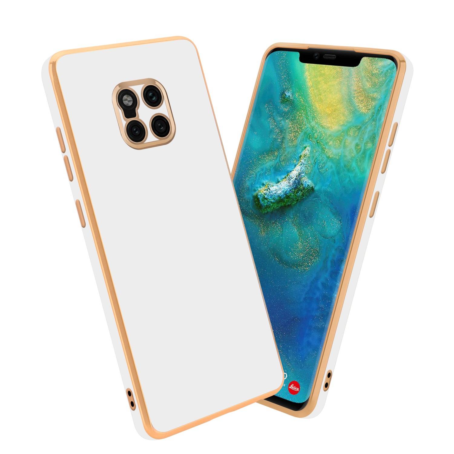 Cadorabo Schutzhülle für Huawei MATE 20 PRO Hülle in Weiß Handyhülle TPU Silikon Kameraschutz Etui Case
