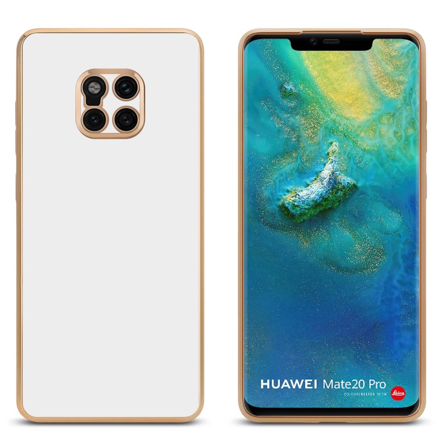Cadorabo Schutzhülle für Huawei MATE 20 PRO Hülle in Weiß Handyhülle TPU Silikon Kameraschutz Etui Case