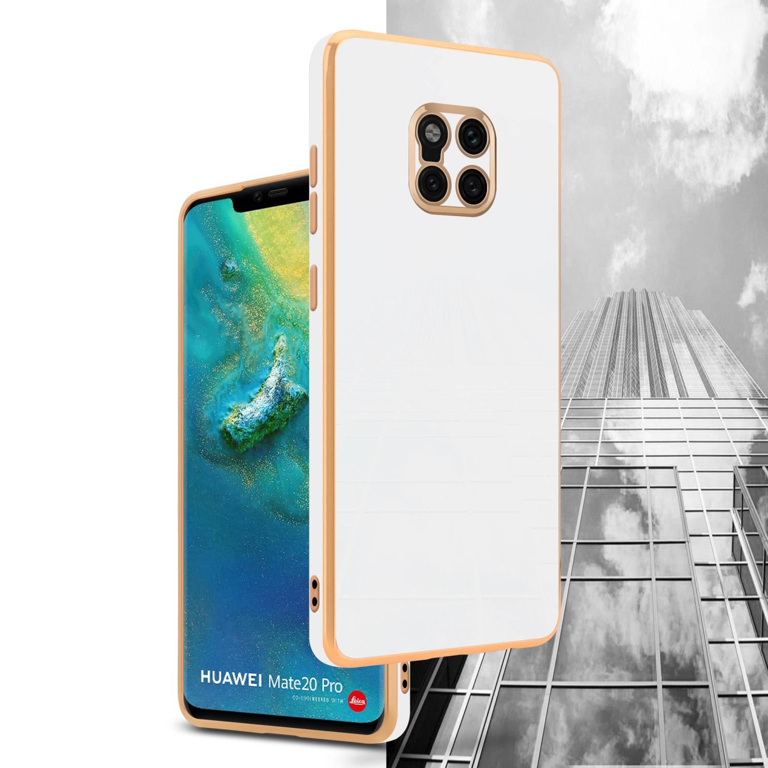 Cadorabo Schutzhülle für Huawei MATE 20 PRO Hülle in Weiß Handyhülle TPU Silikon Kameraschutz Etui Case