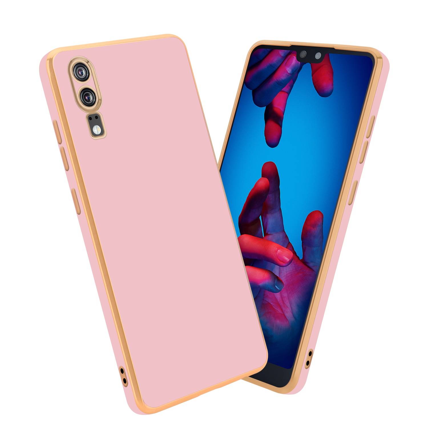 Cadorabo Schutzhülle für Huawei P20 Hülle in Rosa Handyhülle TPU Silikon Kameraschutz Etui Case