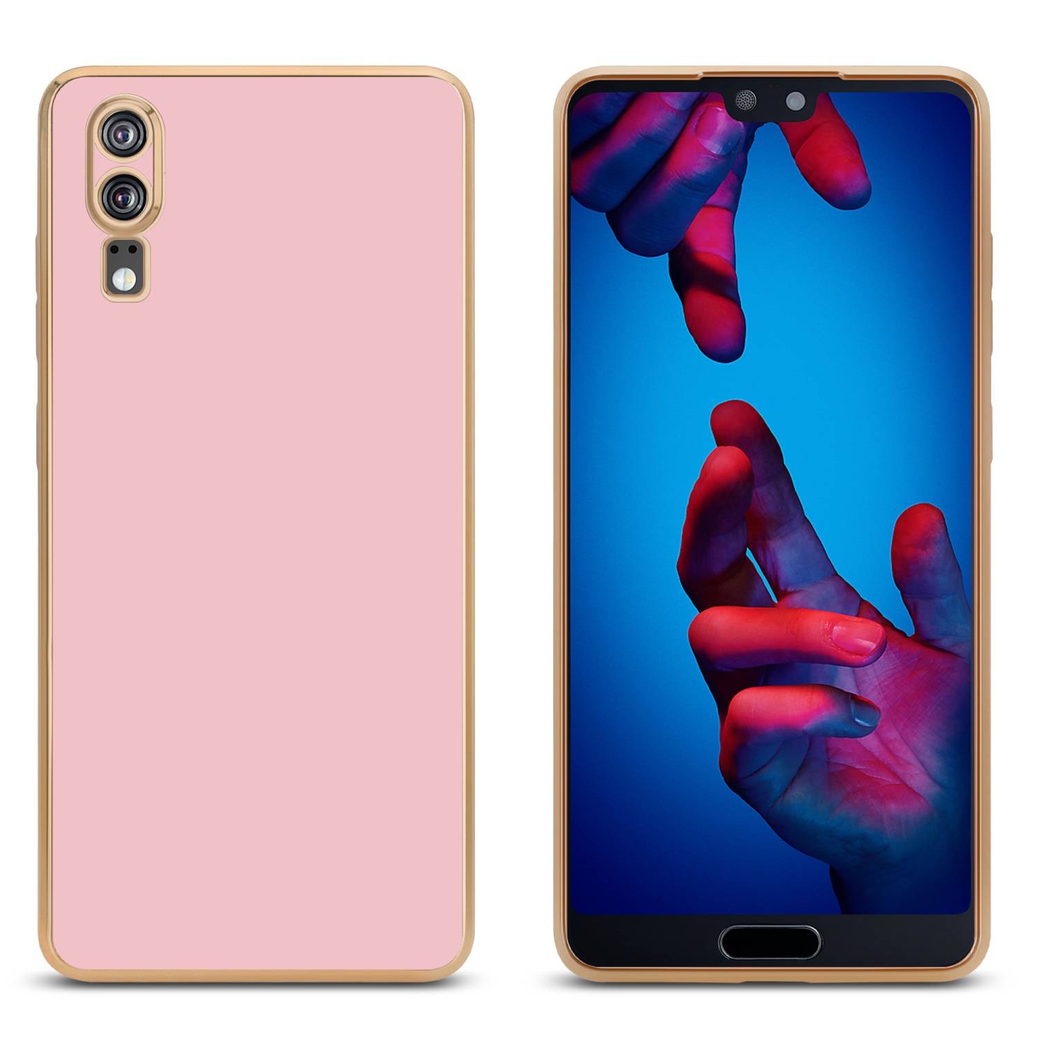 Cadorabo Schutzhülle für Huawei P20 Hülle in Rosa Handyhülle TPU Silikon Kameraschutz Etui Case