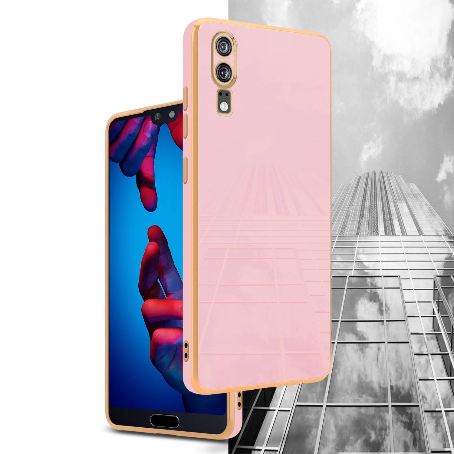 Cadorabo Schutzhülle für Huawei P20 Hülle in Rosa Handyhülle TPU Silikon Kameraschutz Etui Case