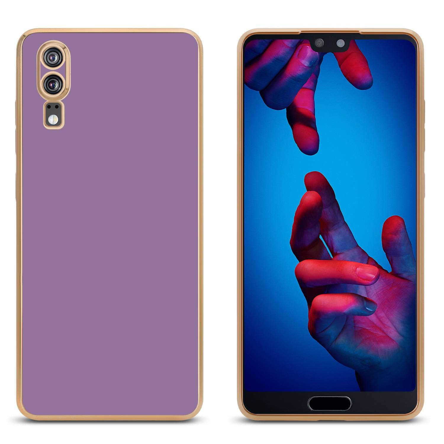 Cadorabo Schutzhülle für Huawei P20 Hülle in Lila Handyhülle TPU Silikon Kameraschutz Etui Case