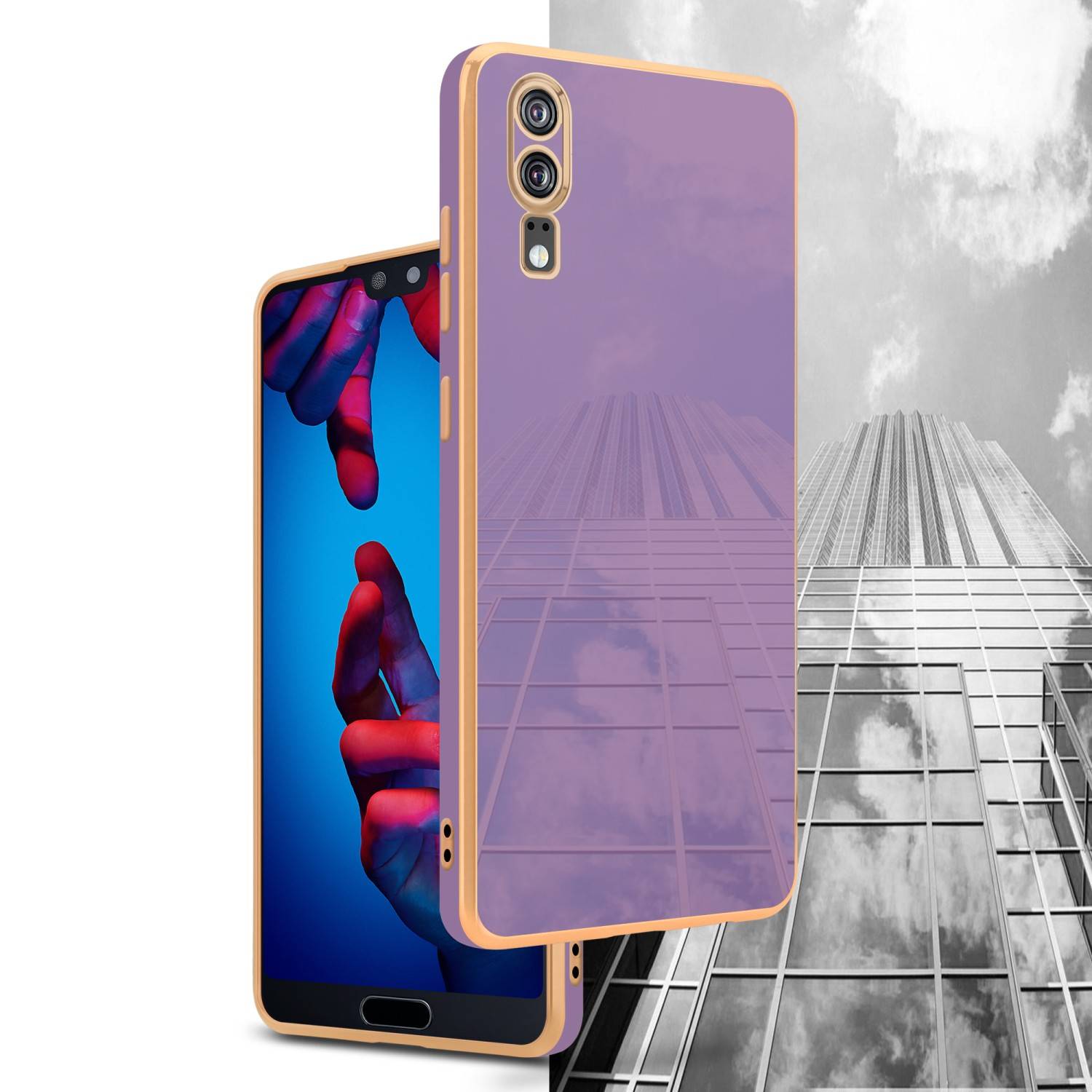 Cadorabo Schutzhülle für Huawei P20 Hülle in Lila Handyhülle TPU Silikon Kameraschutz Etui Case