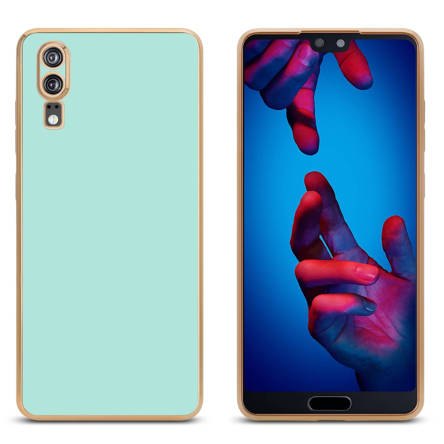 Cadorabo Schutzhülle für Huawei P20 Hülle in Grün Handyhülle TPU Silikon Kameraschutz Etui Case