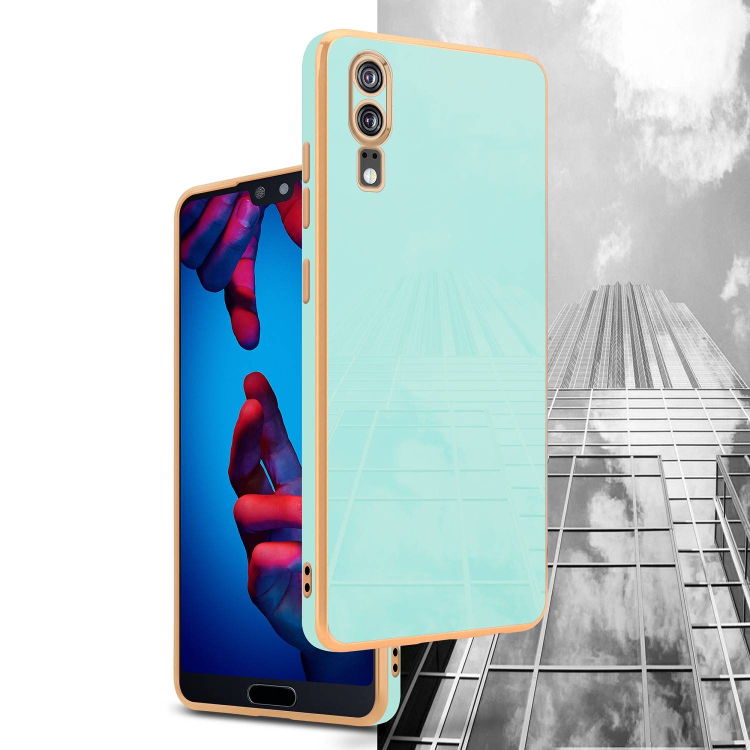 Cadorabo Schutzhülle für Huawei P20 Hülle in Grün Handyhülle TPU Silikon Kameraschutz Etui Case