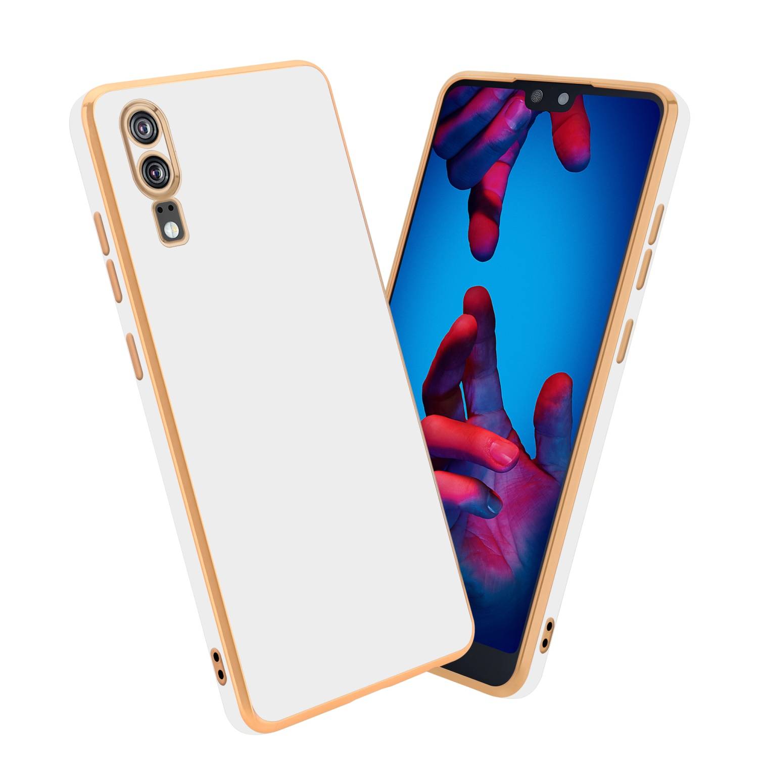 Cadorabo Schutzhülle für Huawei P20 Hülle in Weiß Handyhülle TPU Silikon Kameraschutz Etui Case