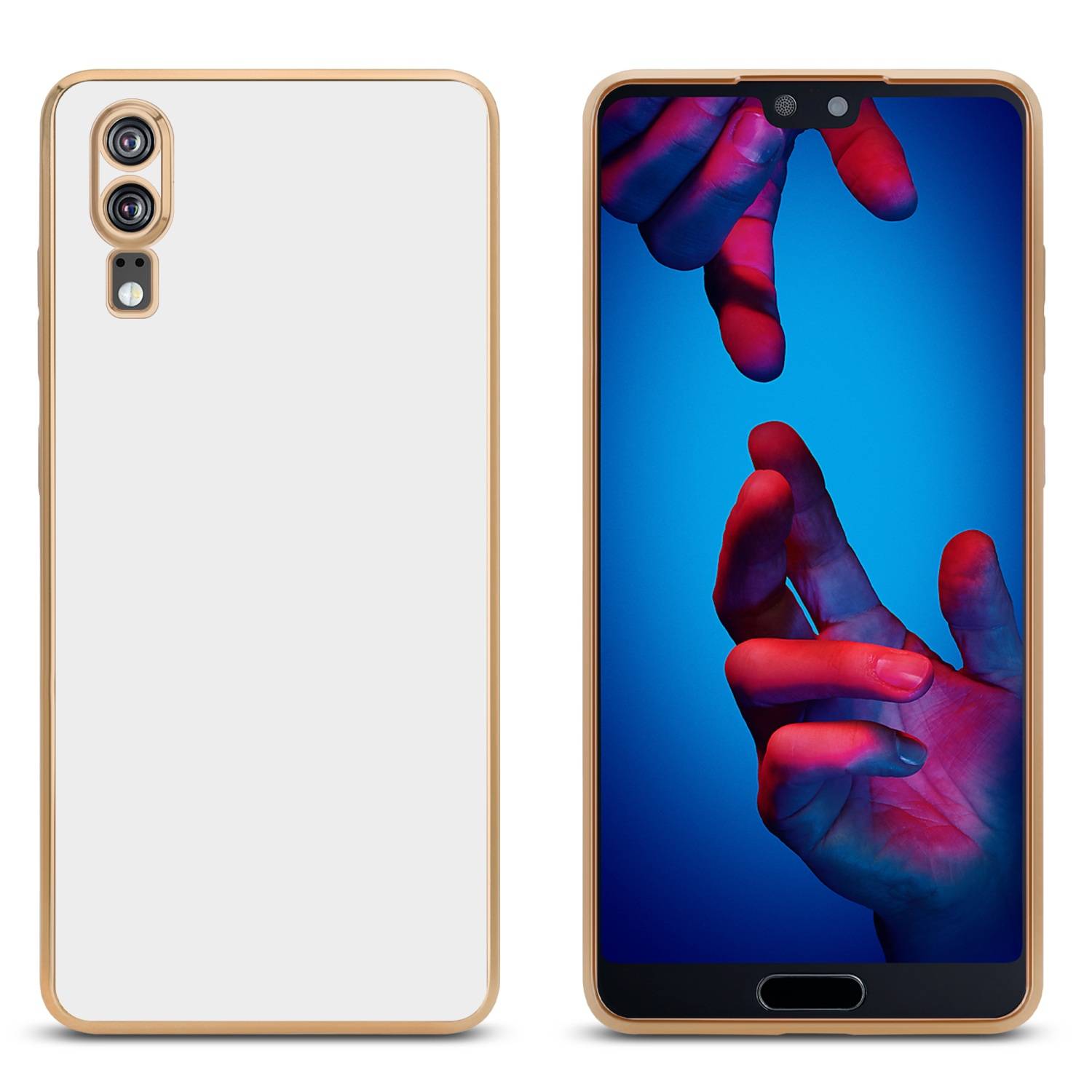 Cadorabo Schutzhülle für Huawei P20 Hülle in Weiß Handyhülle TPU Silikon Kameraschutz Etui Case