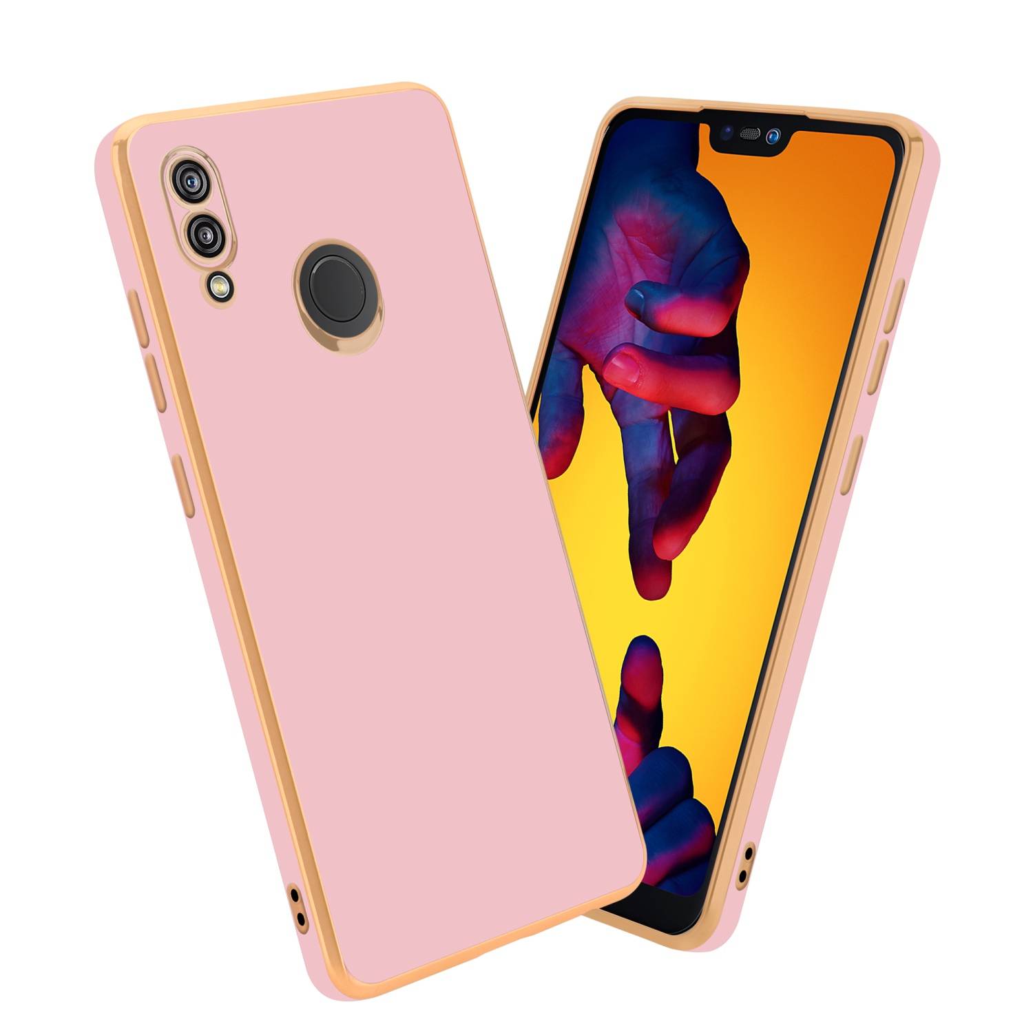 Cadorabo Schutzhülle für Huawei P20 LITE 2018 / NOVA 3E Hülle in Rosa Handyhülle TPU Silikon Kameraschutz Etui Case