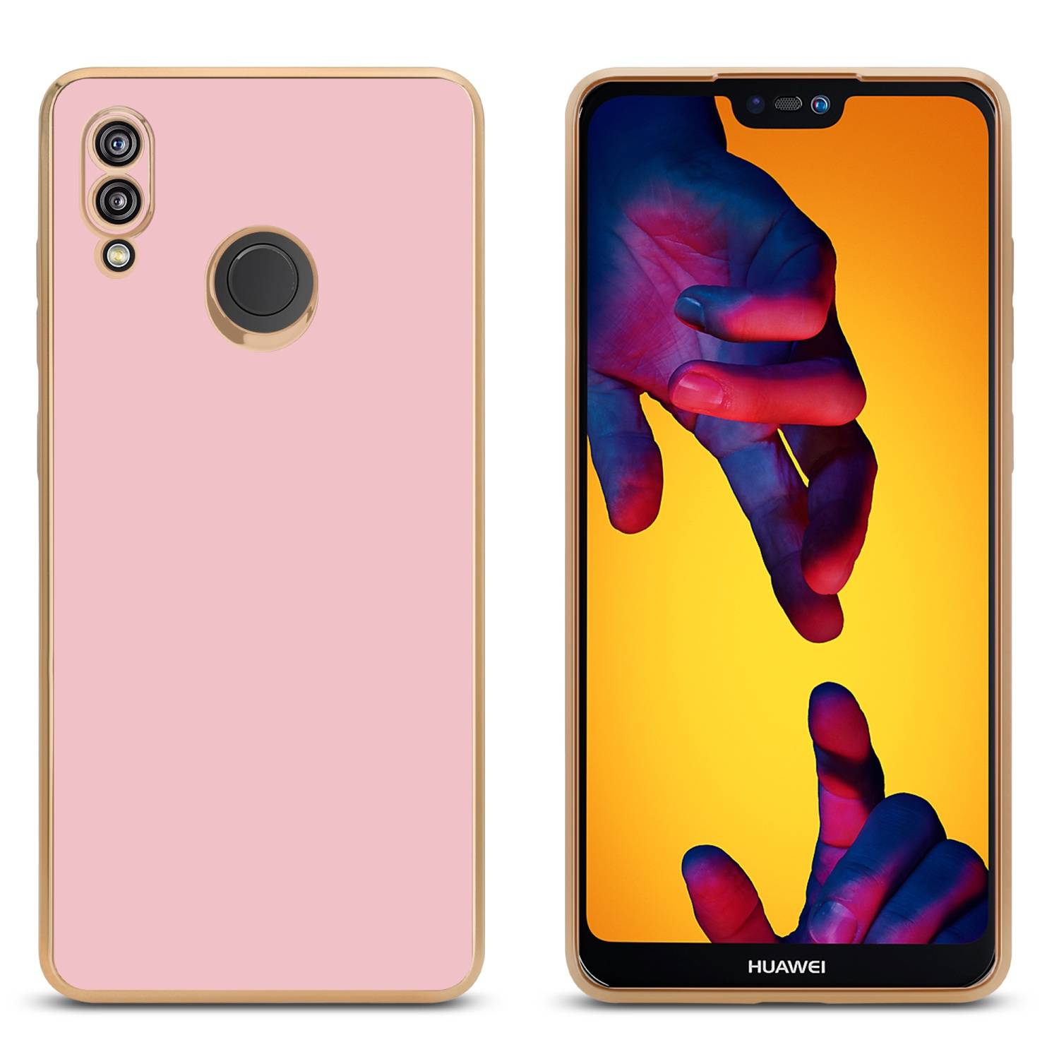 Cadorabo Schutzhülle für Huawei P20 LITE 2018 / NOVA 3E Hülle in Rosa Handyhülle TPU Silikon Kameraschutz Etui Case