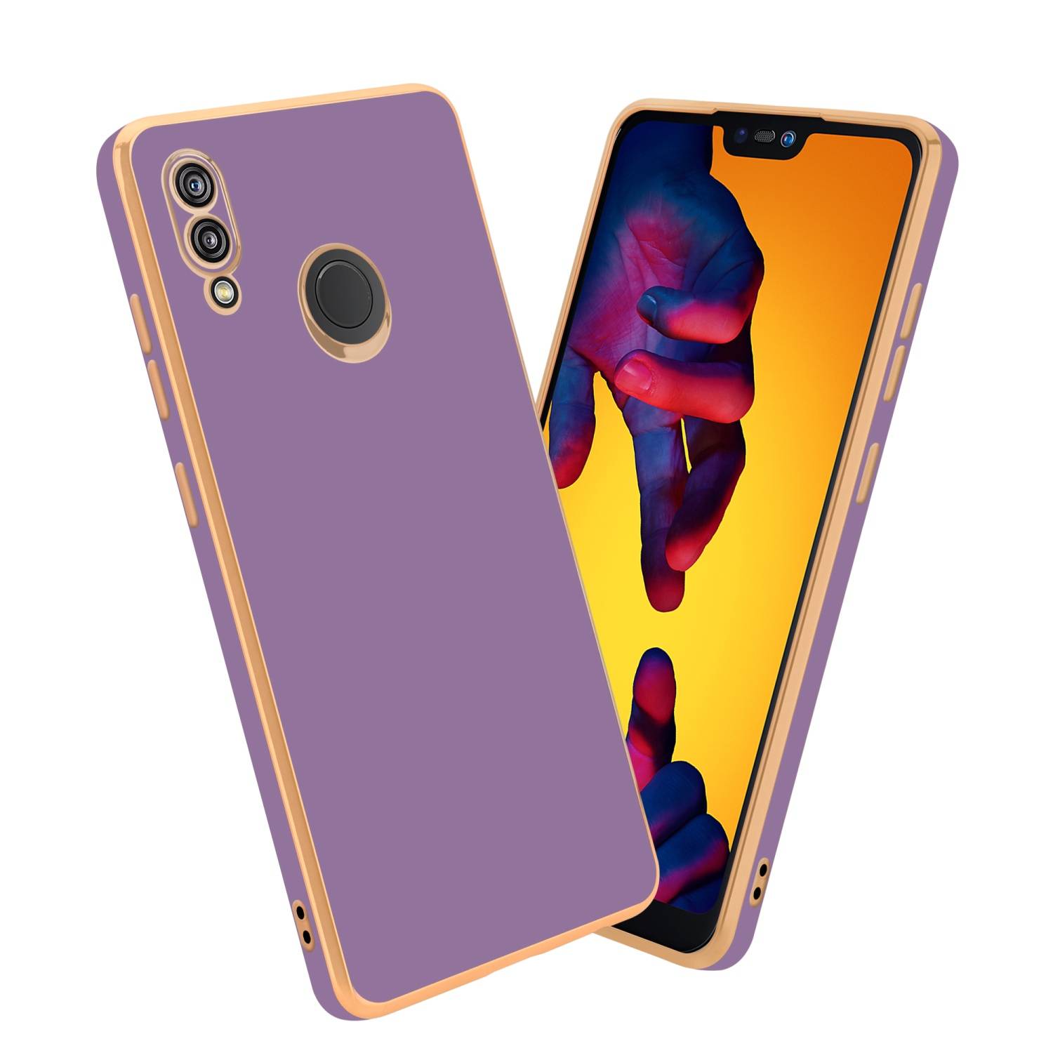 Cadorabo Schutzhülle für Huawei P20 LITE 2018 / NOVA 3E Hülle in Lila Handyhülle TPU Silikon Kameraschutz Etui Case