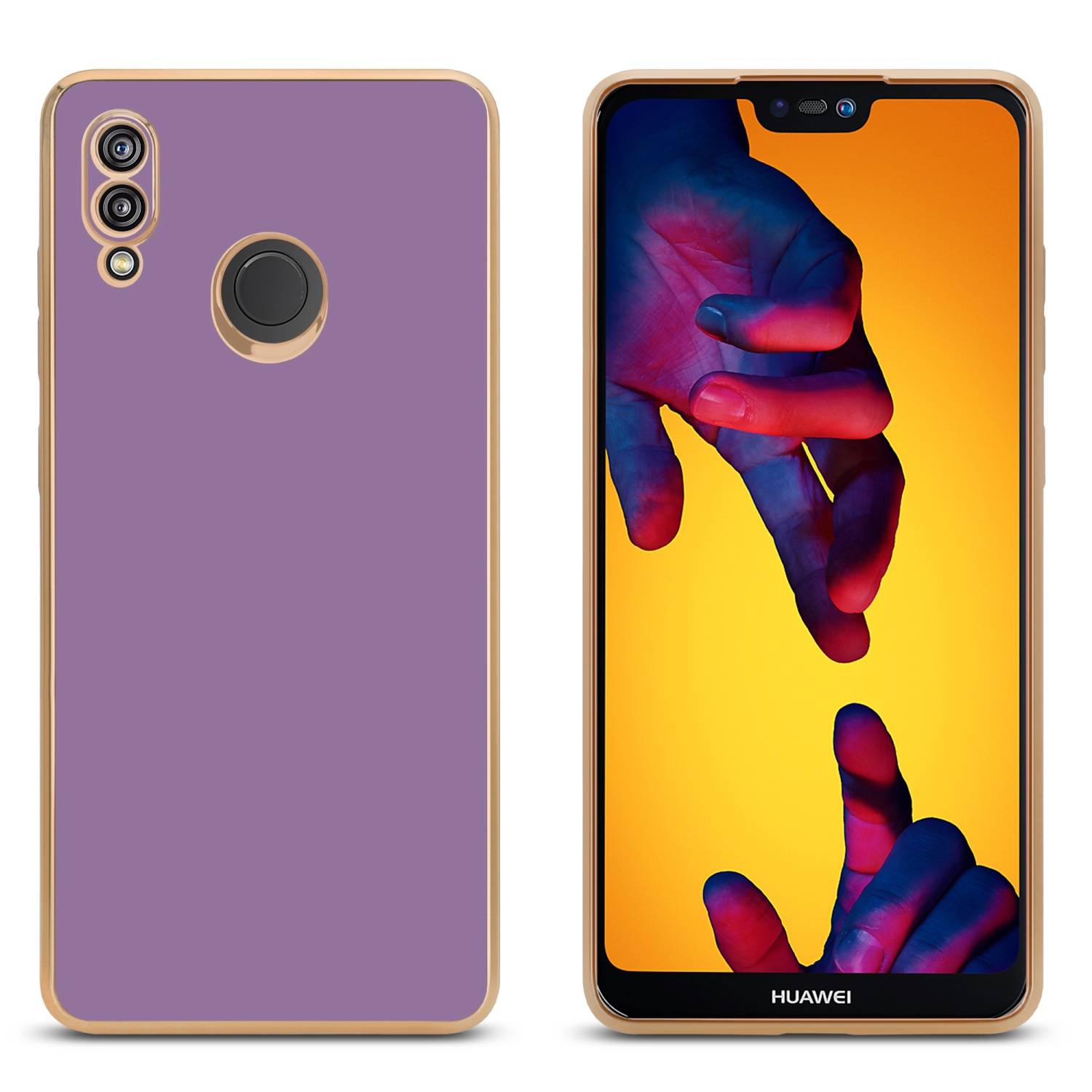 Cadorabo Schutzhülle für Huawei P20 LITE 2018 / NOVA 3E Hülle in Lila Handyhülle TPU Silikon Kameraschutz Etui Case