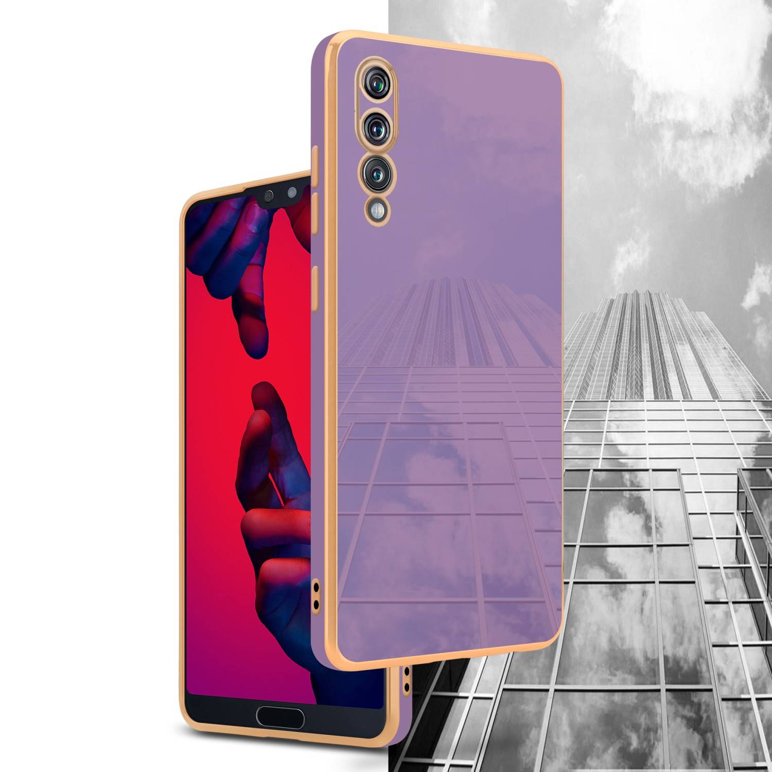 Cadorabo Schutzhülle für Huawei P20 PRO / P20 PLUS Hülle in Lila Handyhülle TPU Silikon Kameraschutz Etui Case