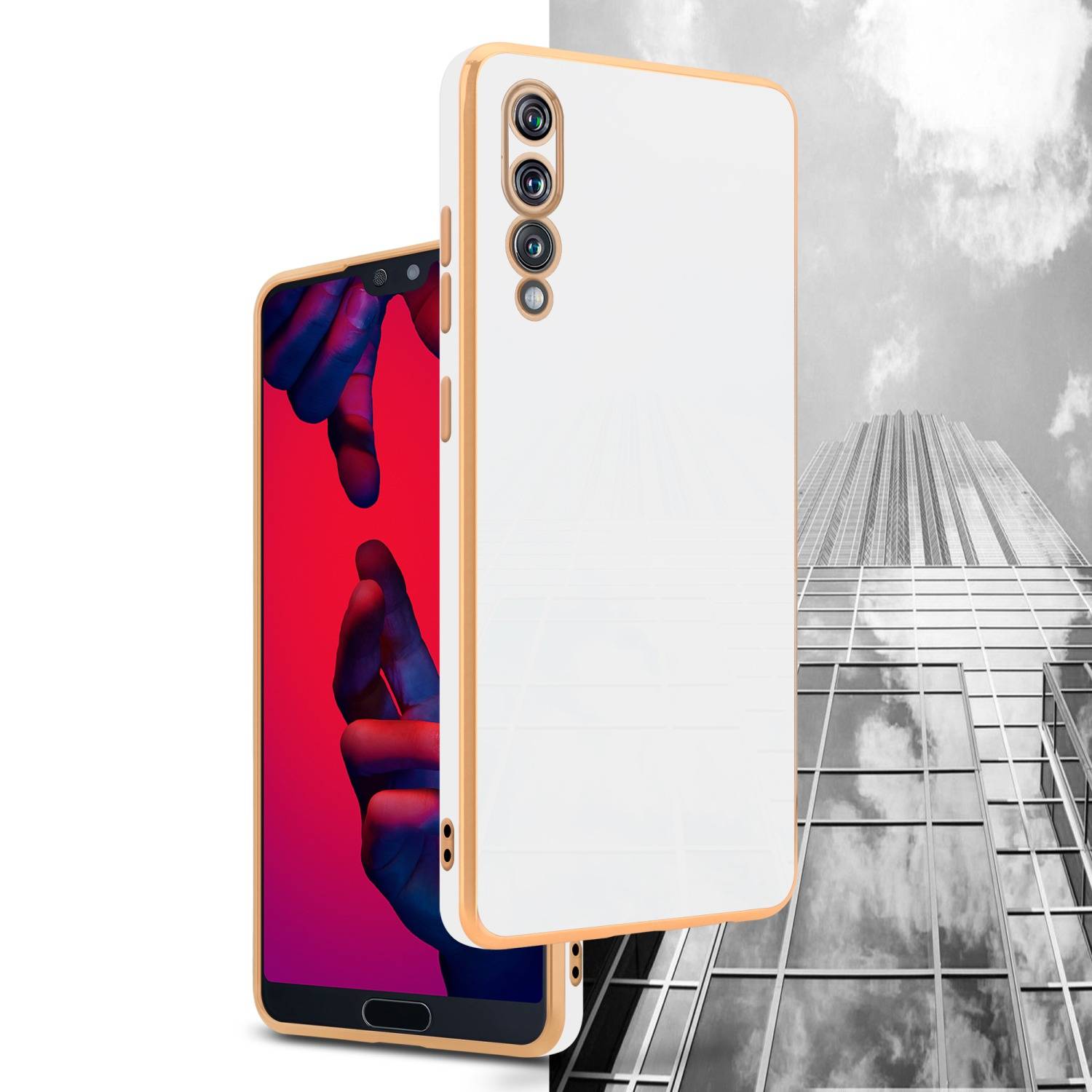 Cadorabo Schutzhülle für Huawei P20 PRO / P20 PLUS Hülle in Weiß Handyhülle TPU Silikon Kameraschutz Etui Case