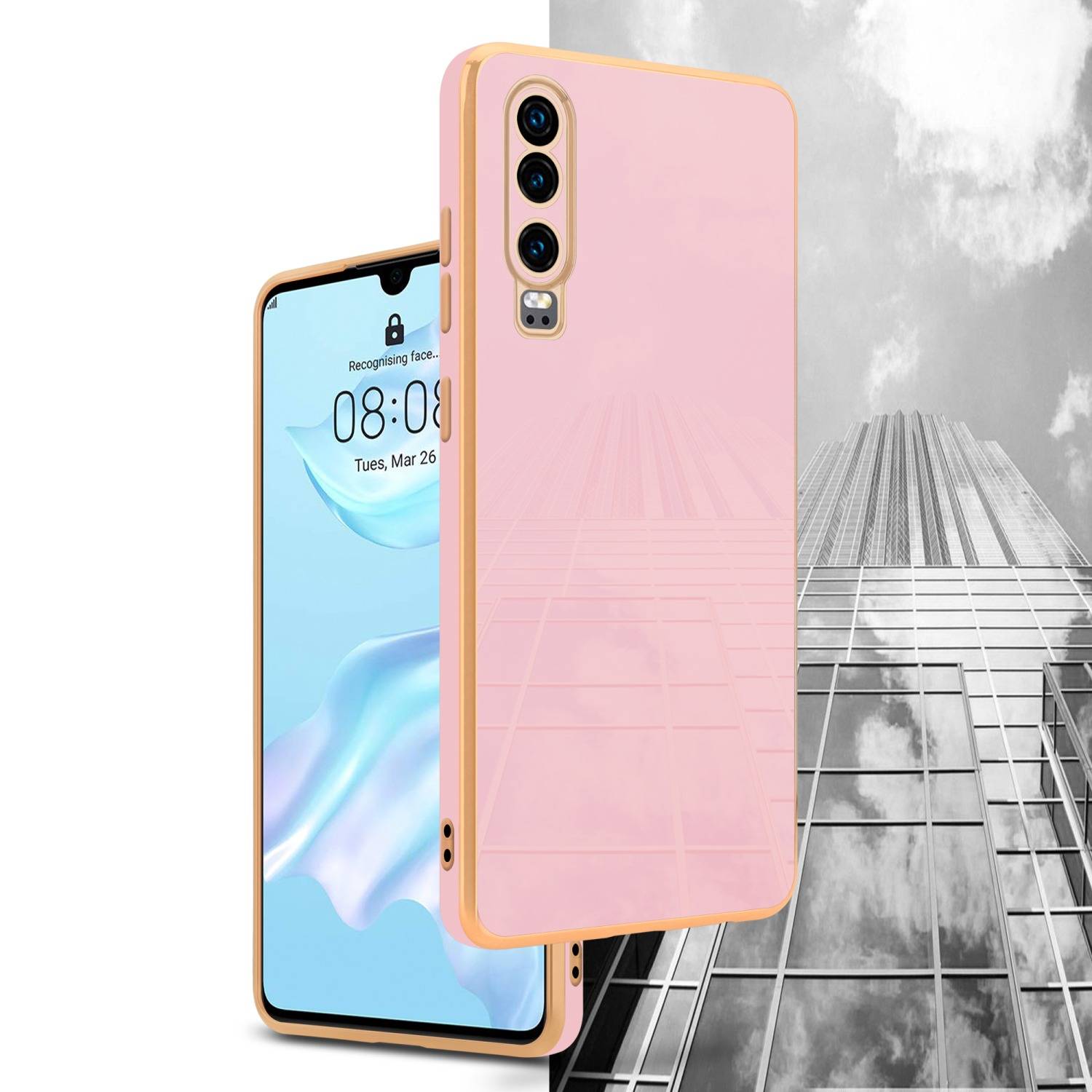 Cadorabo Schutzhülle für Huawei P30 Hülle in Rosa Handyhülle TPU Silikon Kameraschutz Etui Case