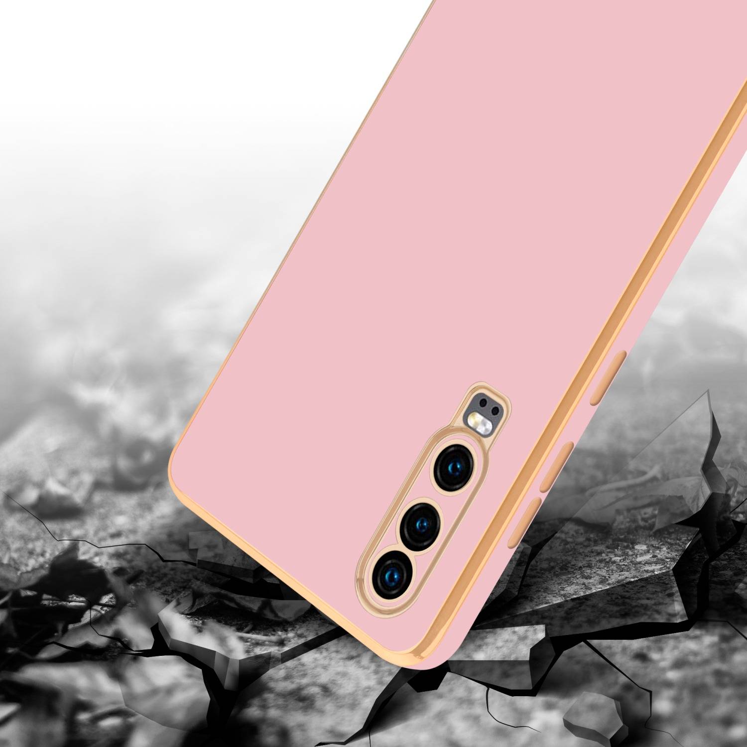 Cadorabo Schutzhülle für Huawei P30 Hülle in Rosa Handyhülle TPU Silikon Kameraschutz Etui Case