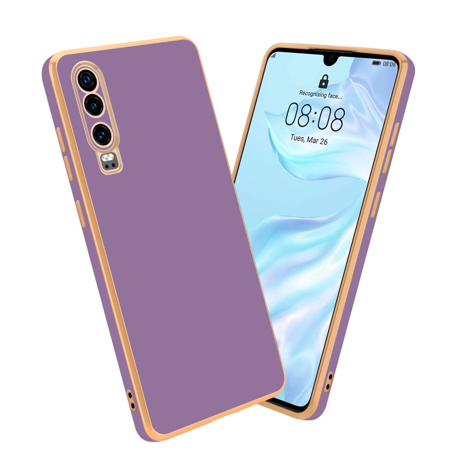 Cadorabo Schutzhülle für Huawei P30 Hülle in Lila Handyhülle TPU Silikon Kameraschutz Etui Case