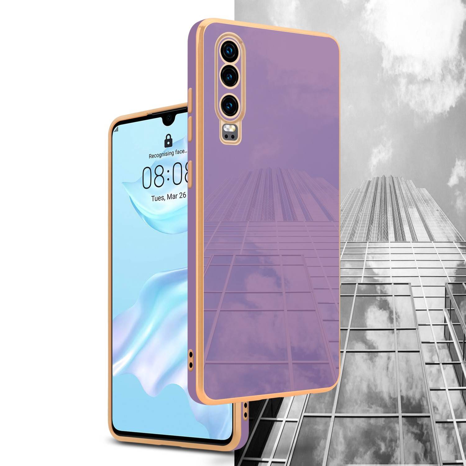 Cadorabo Schutzhülle für Huawei P30 Hülle in Lila Handyhülle TPU Silikon Kameraschutz Etui Case