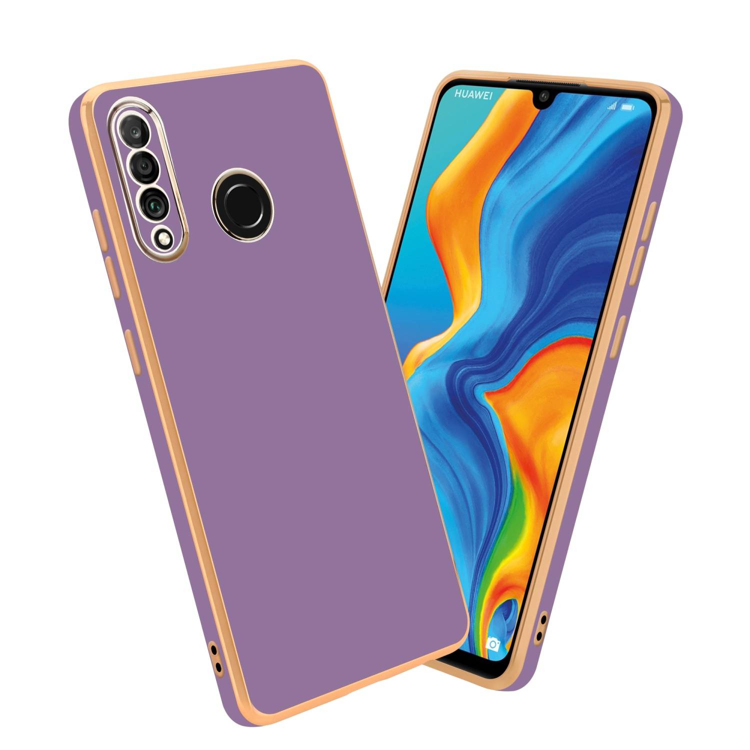 Cadorabo Schutzhülle für Huawei P30 LITE Hülle in Lila Handyhülle TPU Silikon Kameraschutz Etui Case