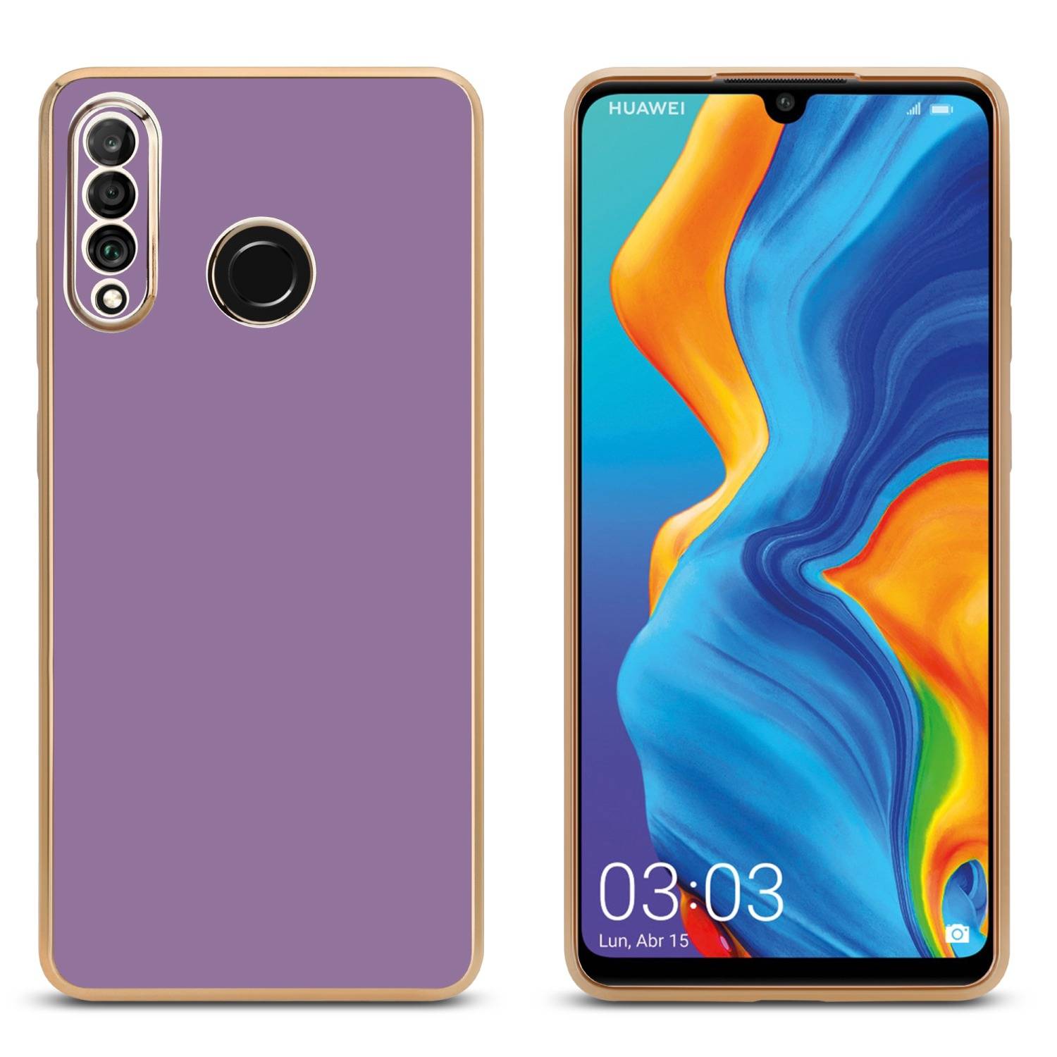 Cadorabo Schutzhülle für Huawei P30 LITE Hülle in Lila Handyhülle TPU Silikon Kameraschutz Etui Case
