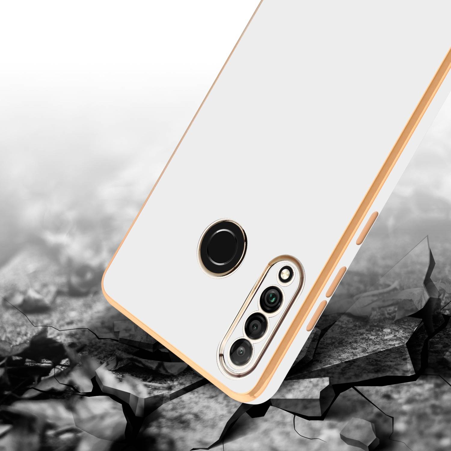 Cadorabo Schutzhülle für Huawei P30 LITE Hülle in Weiß Handyhülle TPU Silikon Kameraschutz Etui Case