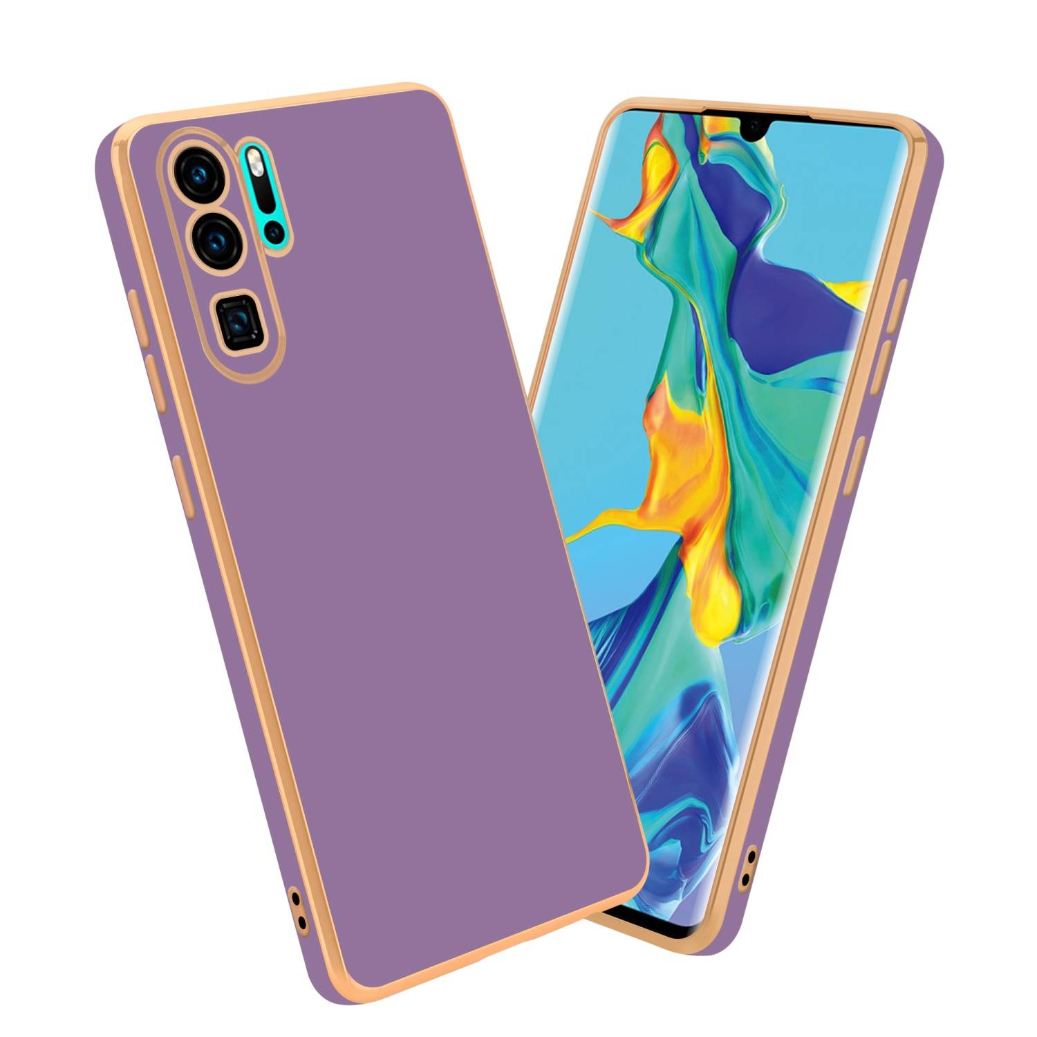 Cadorabo Schutzhülle für Huawei P30 PRO Hülle in Lila Handyhülle TPU Silikon Kameraschutz Etui Case