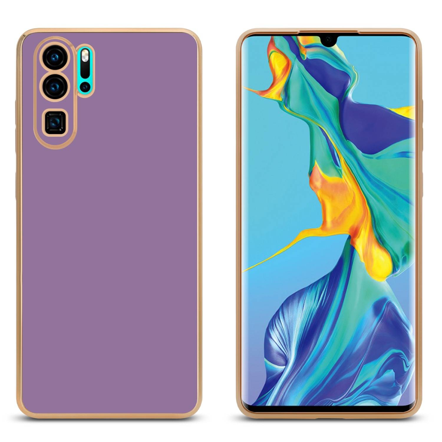 Cadorabo Schutzhülle für Huawei P30 PRO Hülle in Lila Handyhülle TPU Silikon Kameraschutz Etui Case