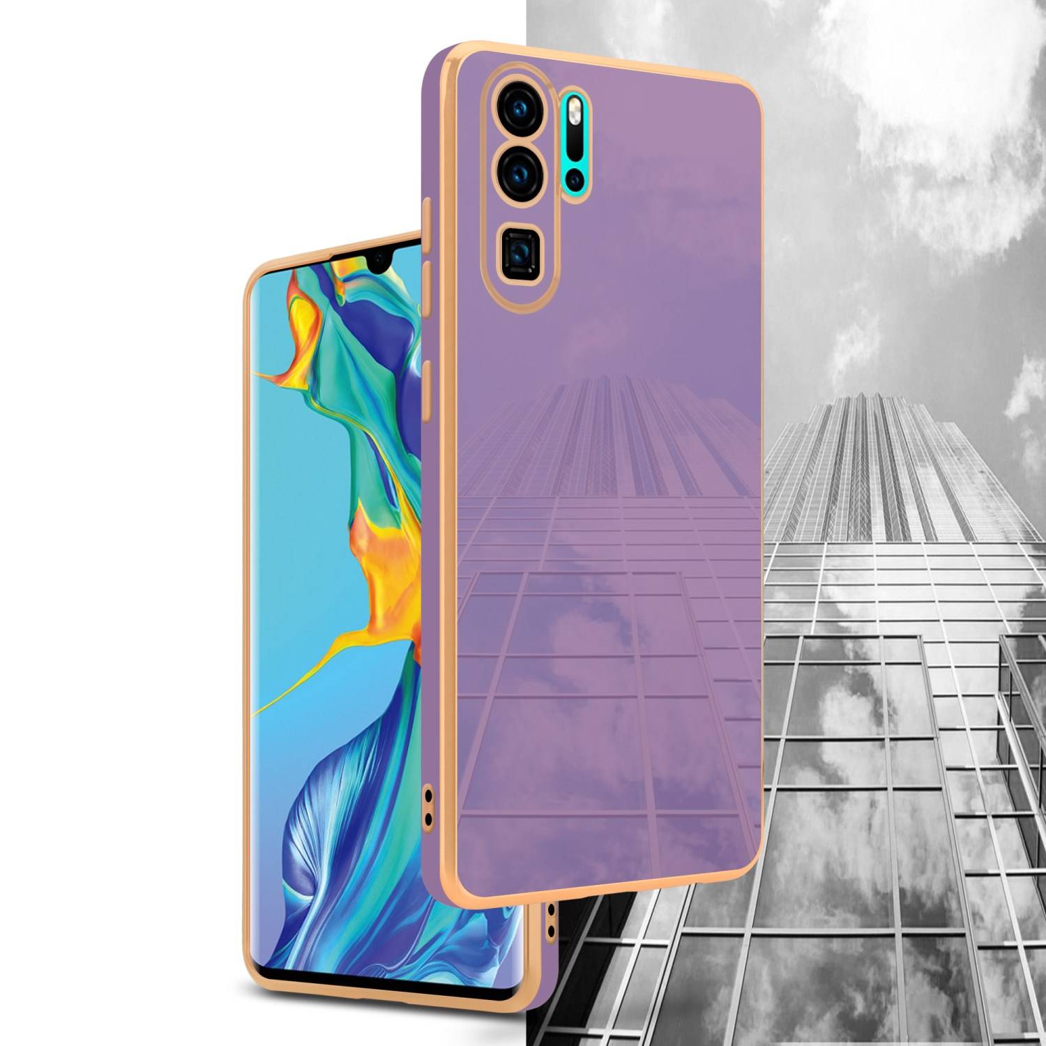 Cadorabo Schutzhülle für Huawei P30 PRO Hülle in Lila Handyhülle TPU Silikon Kameraschutz Etui Case