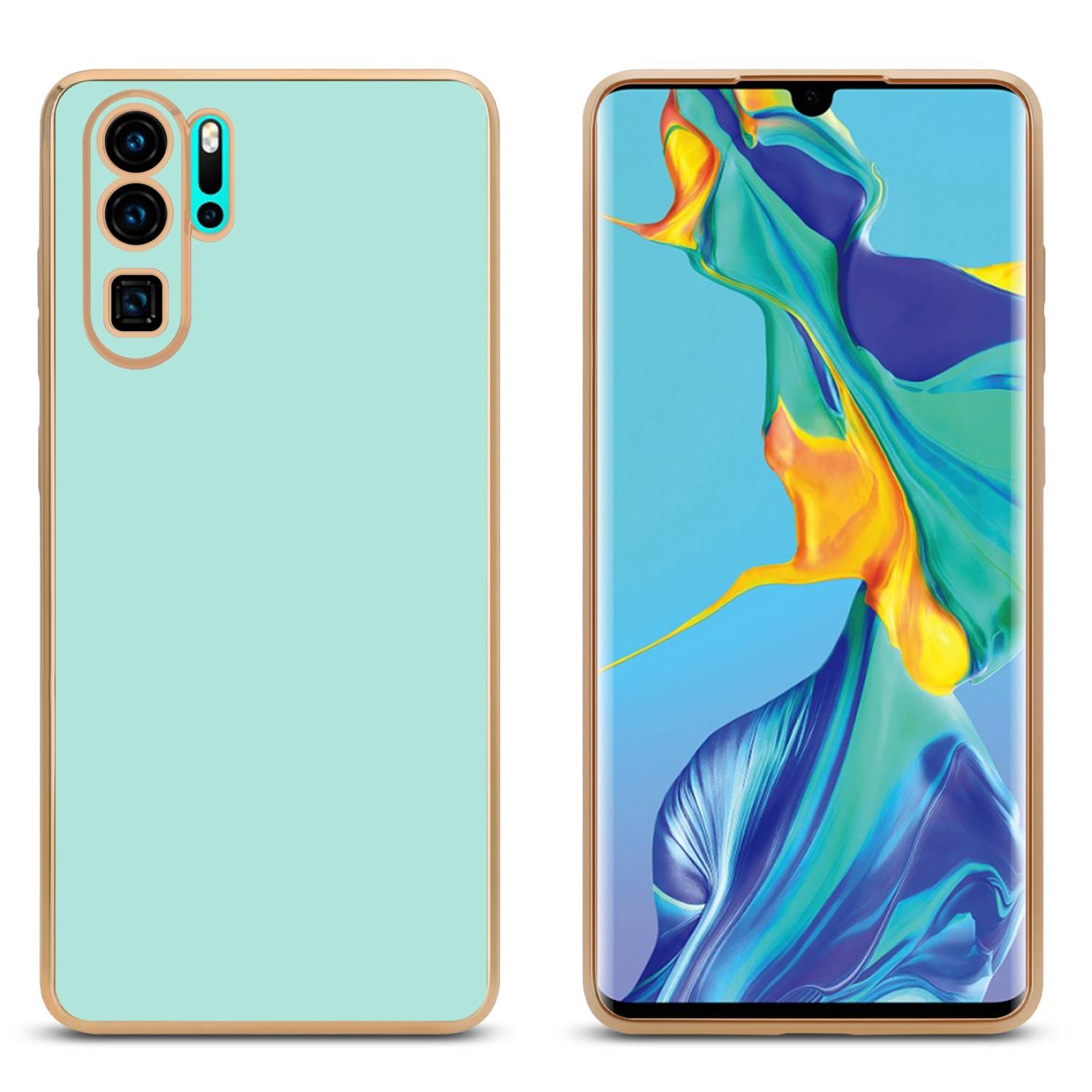 Cadorabo Schutzhülle für Huawei P30 PRO Hülle in Grün Handyhülle TPU Silikon Kameraschutz Etui Case