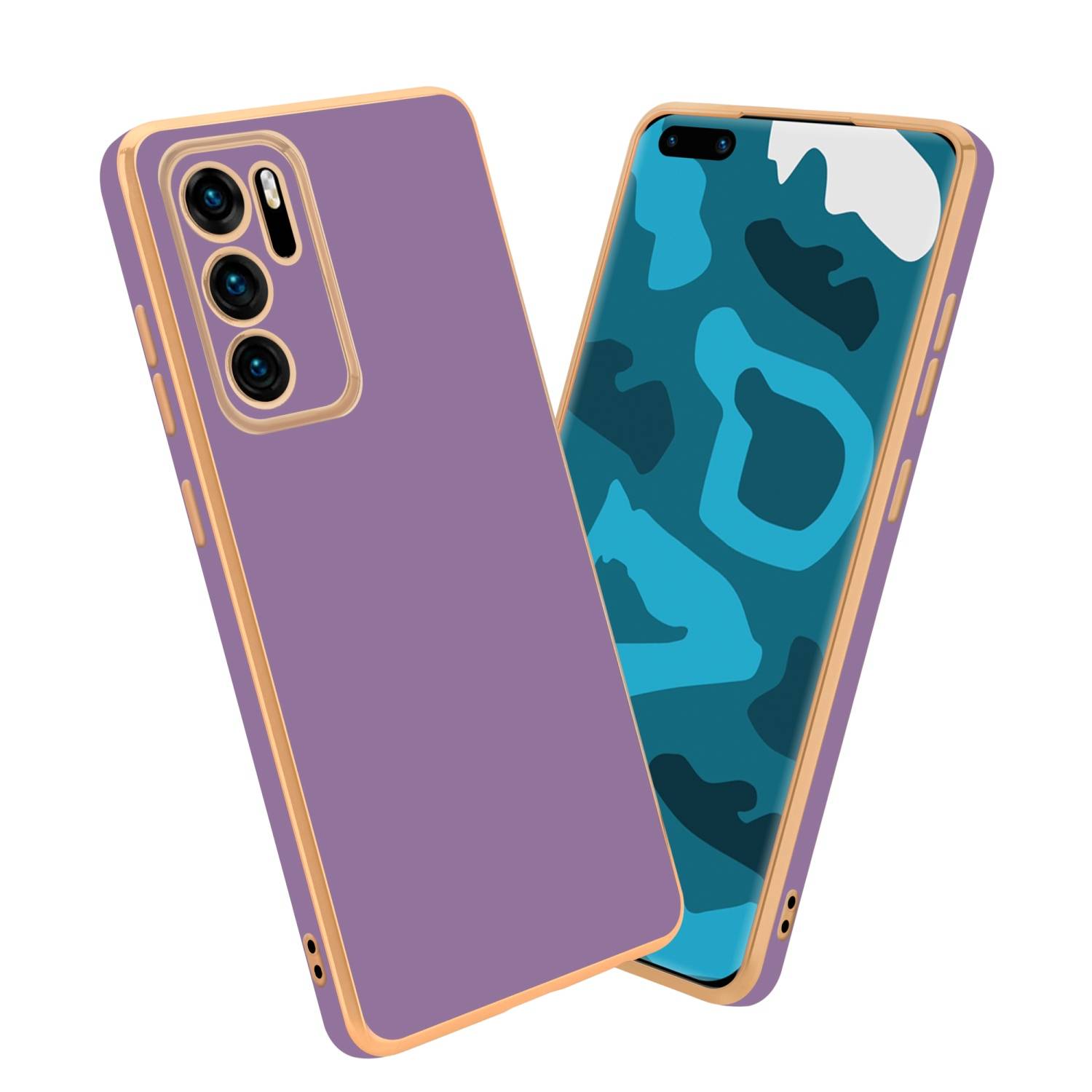 Cadorabo Schutzhülle für Huawei P40 Hülle in Lila Handyhülle TPU Silikon Kameraschutz Etui Case