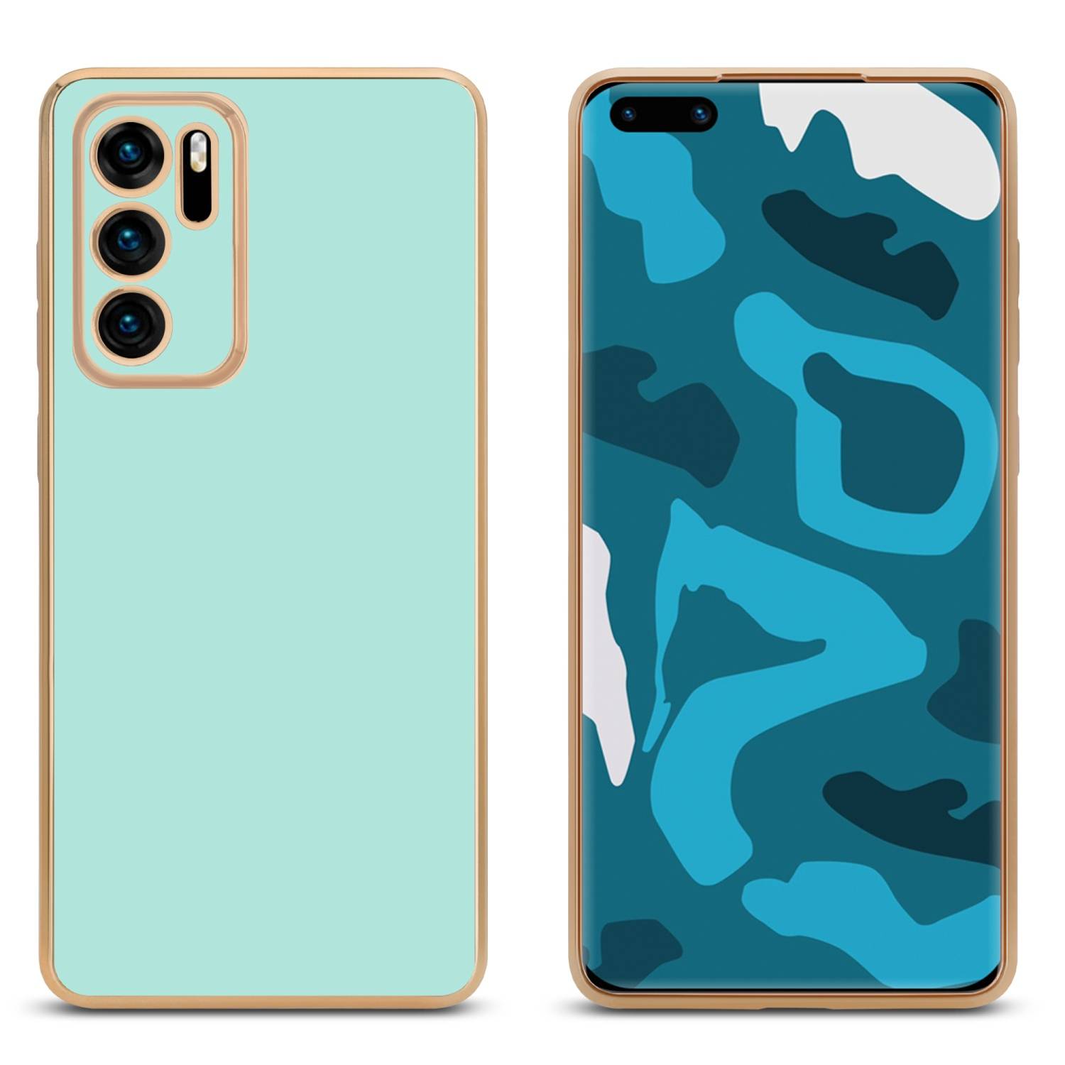 Cadorabo Schutzhülle für Huawei P40 Hülle in Grün Handyhülle TPU Silikon Kameraschutz Etui Case