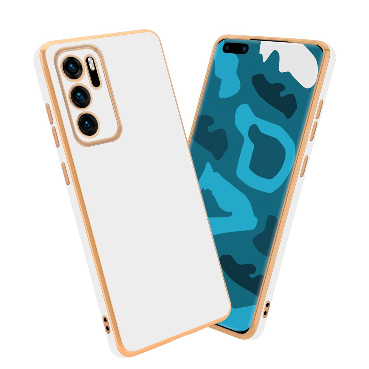 Cadorabo Schutzhülle für Huawei P40 Hülle in Weiß Handyhülle TPU Silikon Kameraschutz Etui Case