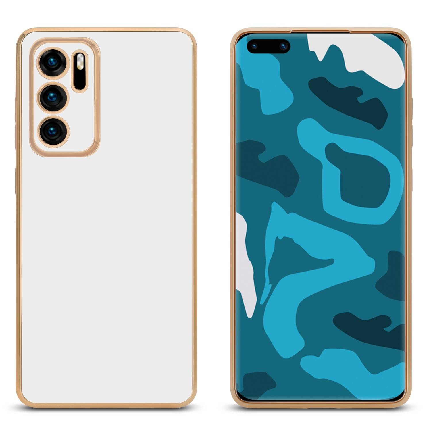 Cadorabo Schutzhülle für Huawei P40 Hülle in Weiß Handyhülle TPU Silikon Kameraschutz Etui Case