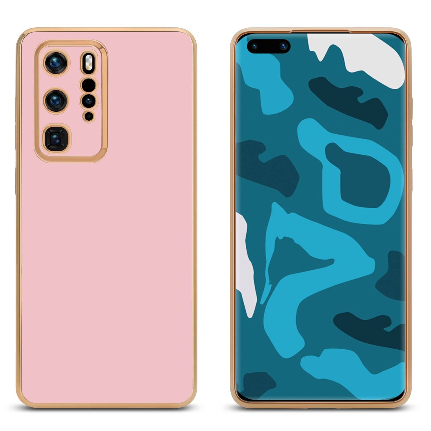 Cadorabo Schutzhülle für Huawei P40 PRO / P40 PRO+ Hülle in Rosa Handyhülle TPU Silikon Kameraschutz Etui Case