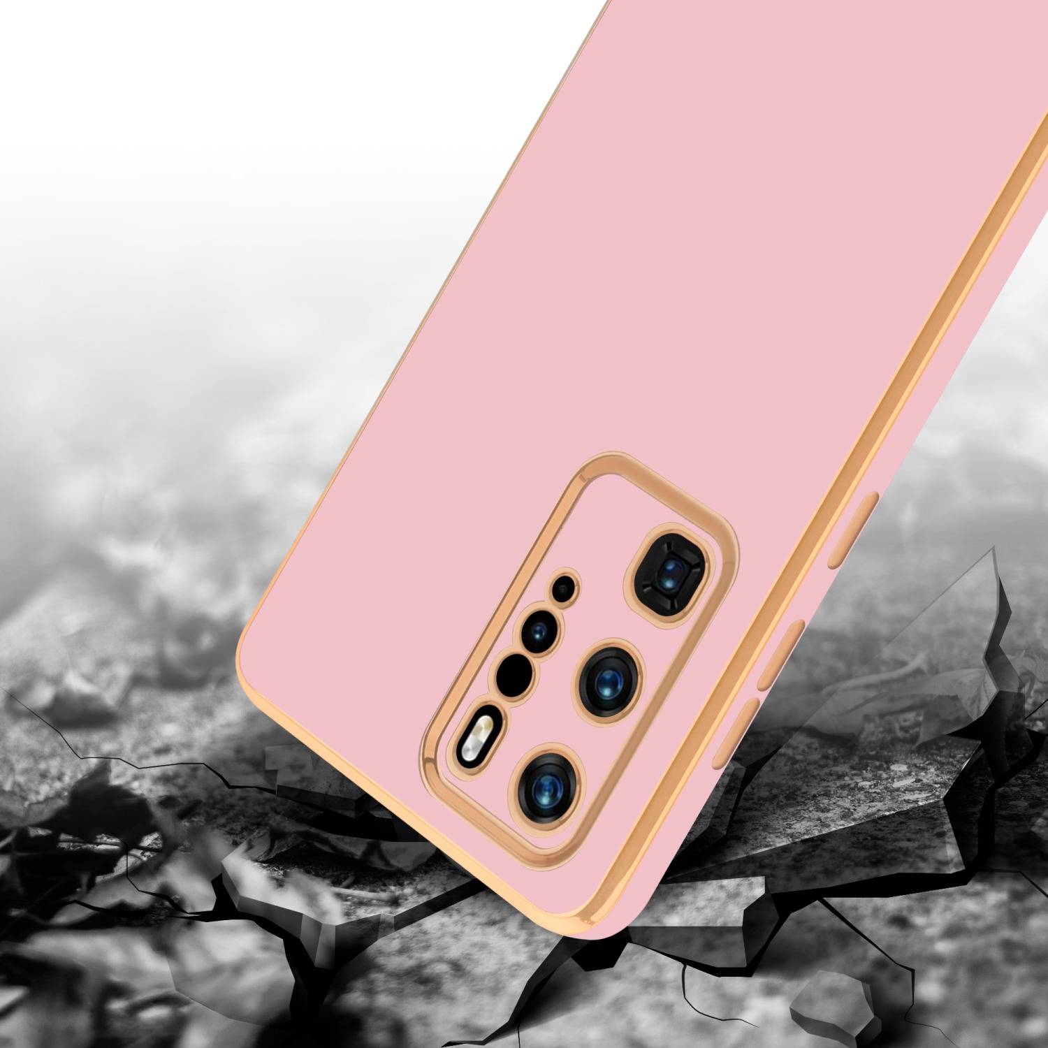 Cadorabo Schutzhülle für Huawei P40 PRO / P40 PRO+ Hülle in Rosa Handyhülle TPU Silikon Kameraschutz Etui Case