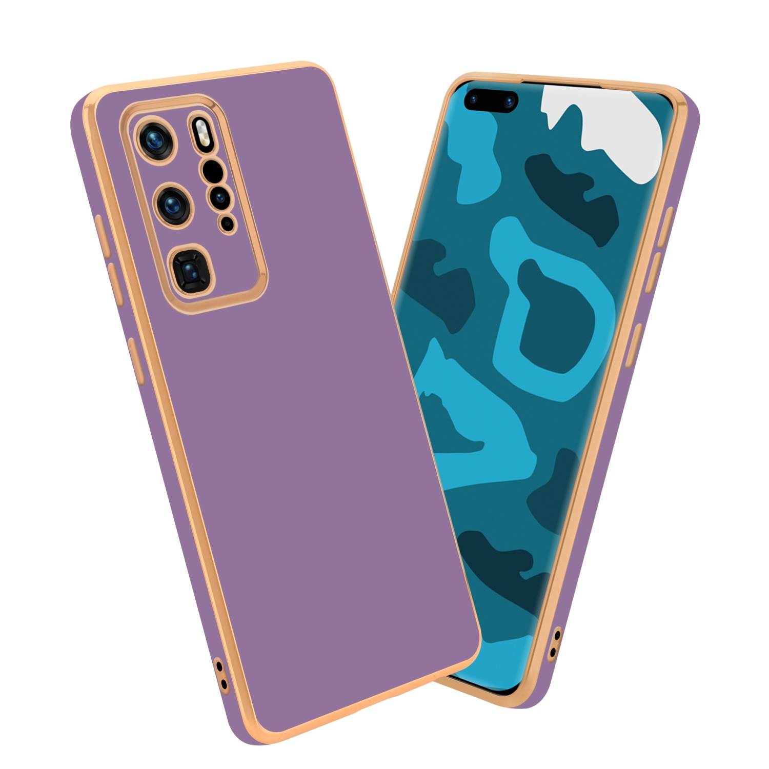 Cadorabo Schutzhülle für Huawei P40 PRO / P40 PRO+ Hülle in Lila Handyhülle TPU Silikon Kameraschutz Etui Case